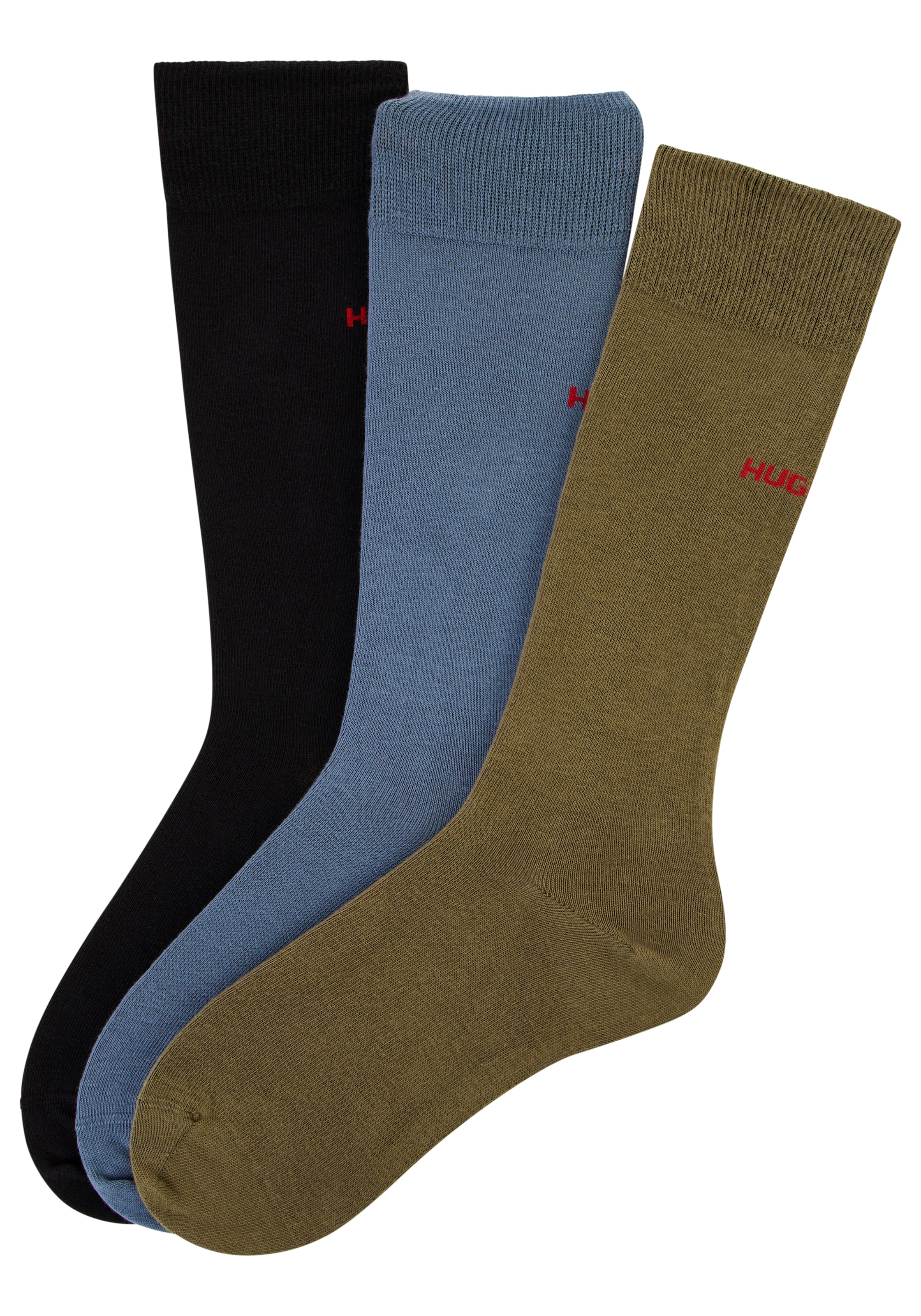 HUGO Underwear Chaussettes d'affaires »3P RS UNI CC« Packung, 3er Pack, 3 Couple tlg. mit kontrastfarbenen HUGO Logo-Schriftzug