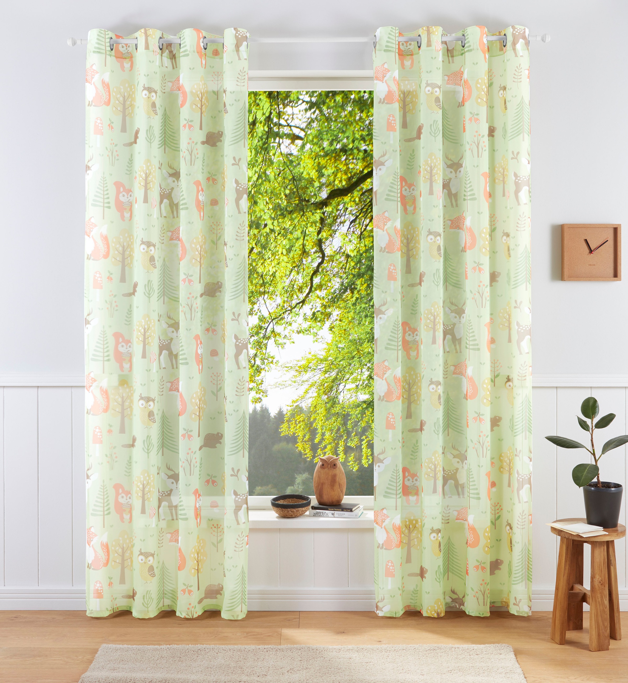 Image of GOODproduct Gardine "Waldtiere" Ösen 1 Stk. tlg. bedruckte Kindergardine, verschiedene Grössen