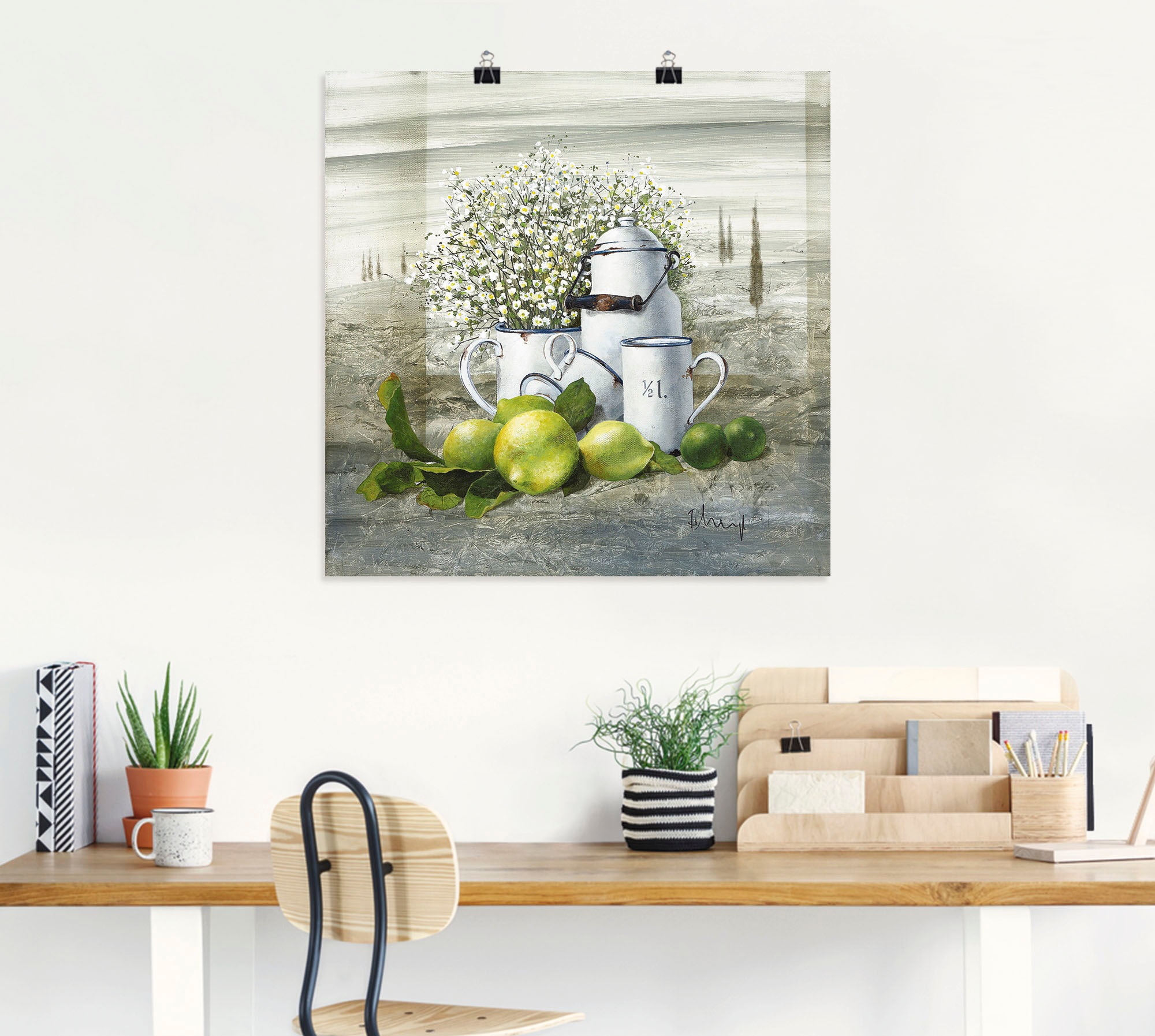 Artland Fresque murale »Stillleben mit Milchkanne« 1 cuis tlg. als Leinwandbild, Poster in verschied. Grössen