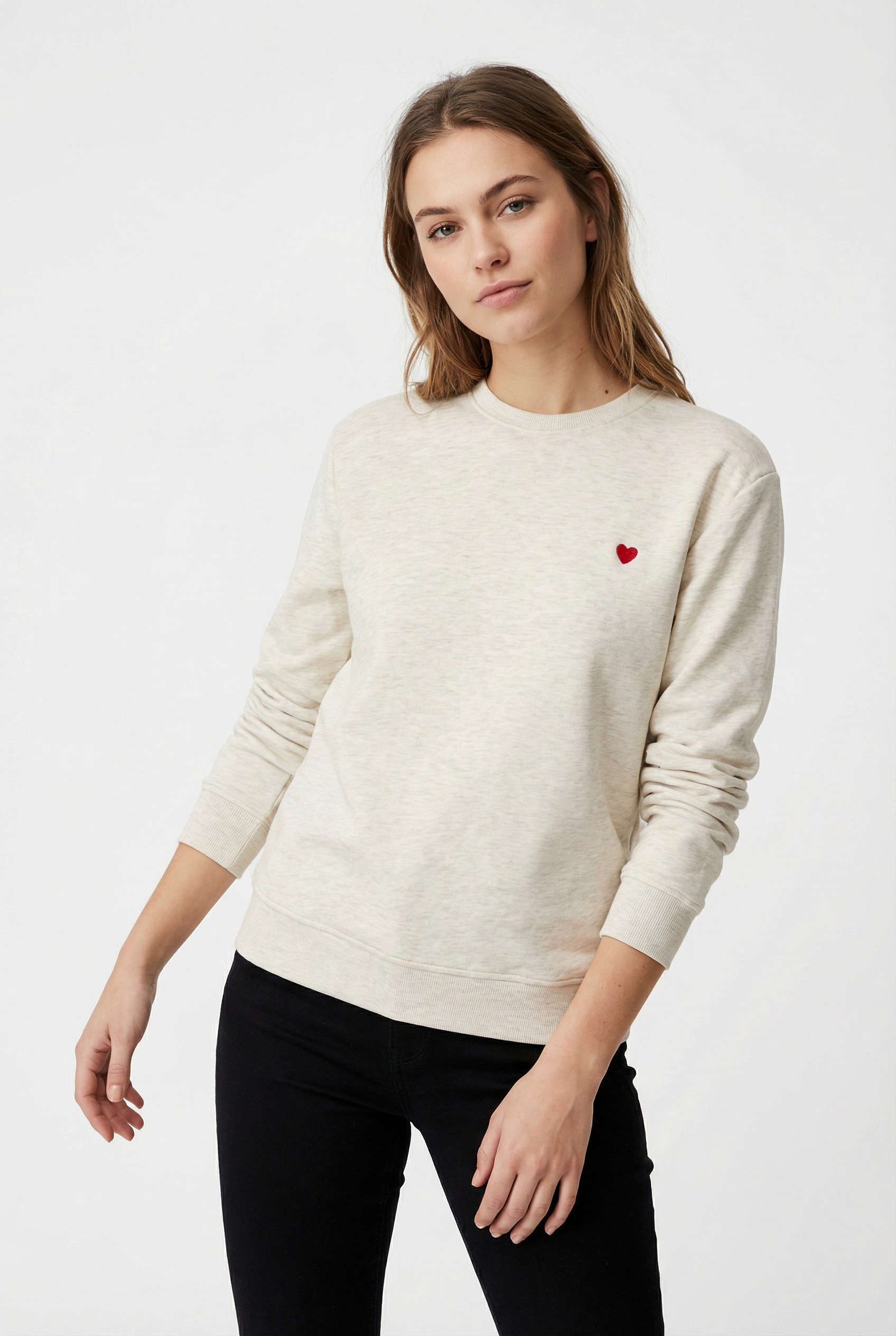 Image of ONLY Sweatshirt "ONLADELLE L/S O NECK UB CS SWT", Baumwollmischung, regular fit, Rundhals