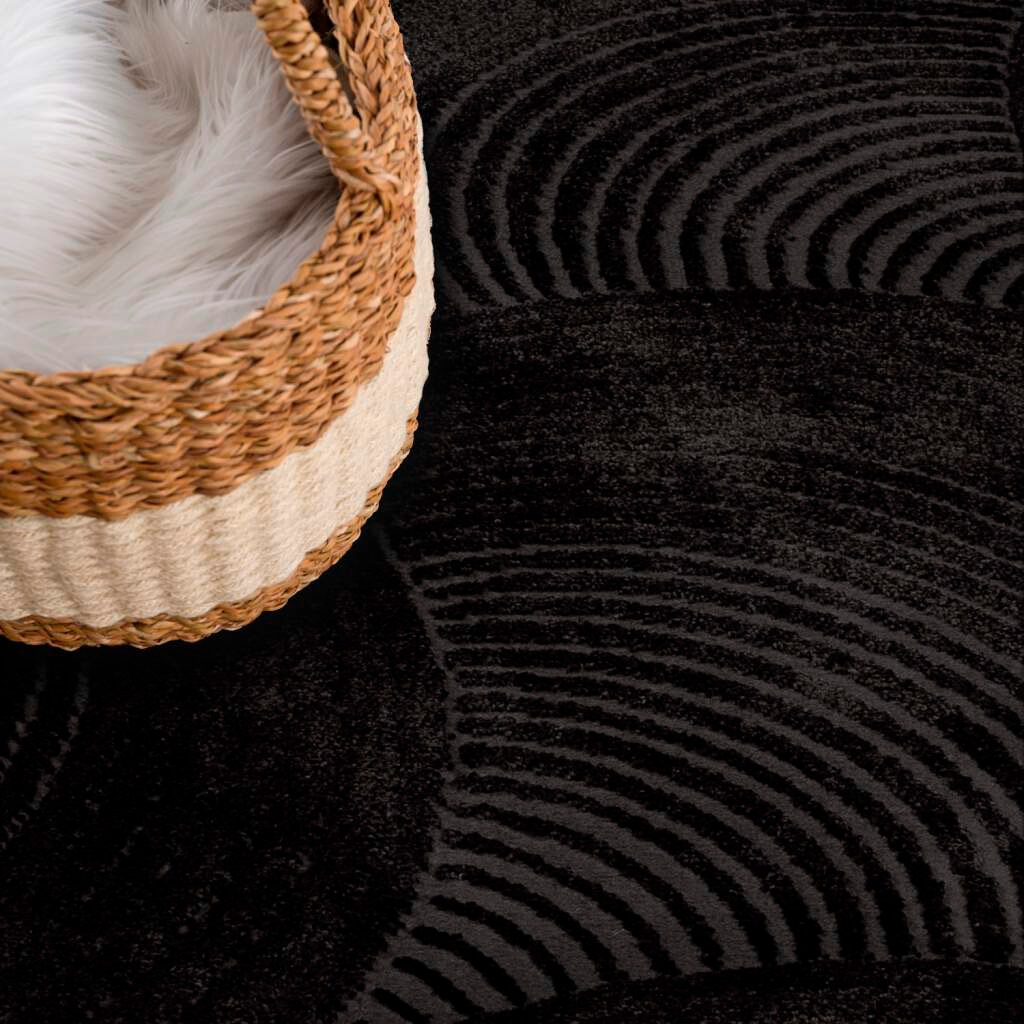 Carpet City Teppich »Friseé-Teppich FANCY 647«, rechteckig, 12 mm Höhe, Läufer, Kurzflor,3D-Optik,Kreisförmiges Muster, Wohnzimmer
