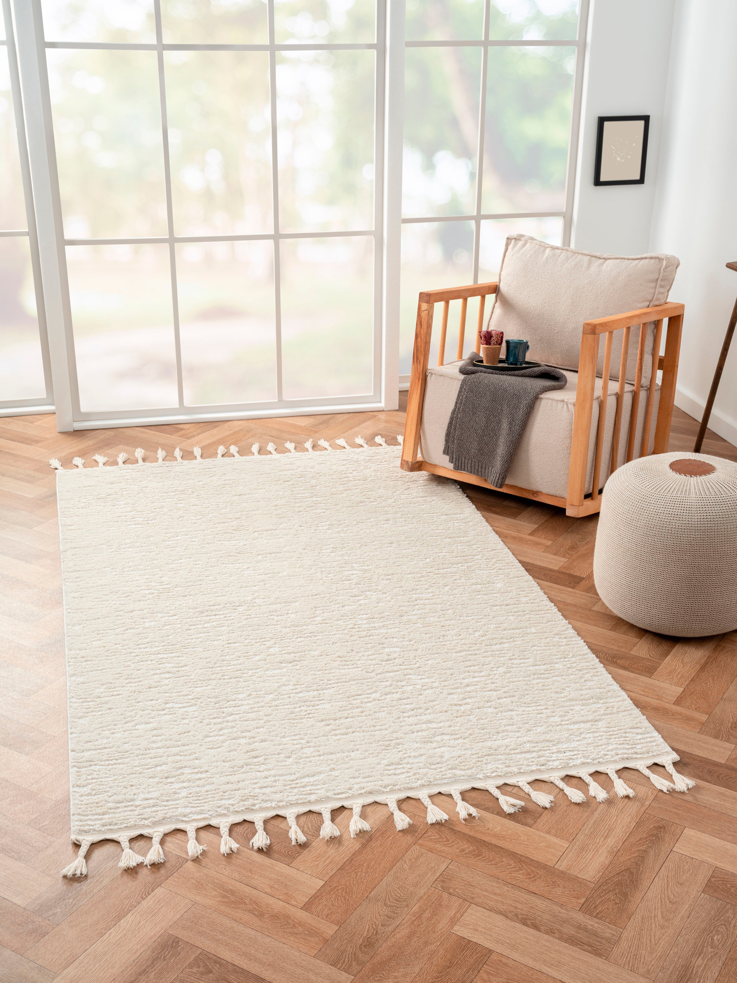 Image of Myflair Möbel & Accessoires Hochflor-Teppich "Moroccan Pureness" rechteckig 24 mm Höhe moderner Teppich, Uni Farben, flauschig weich durch Hochflor