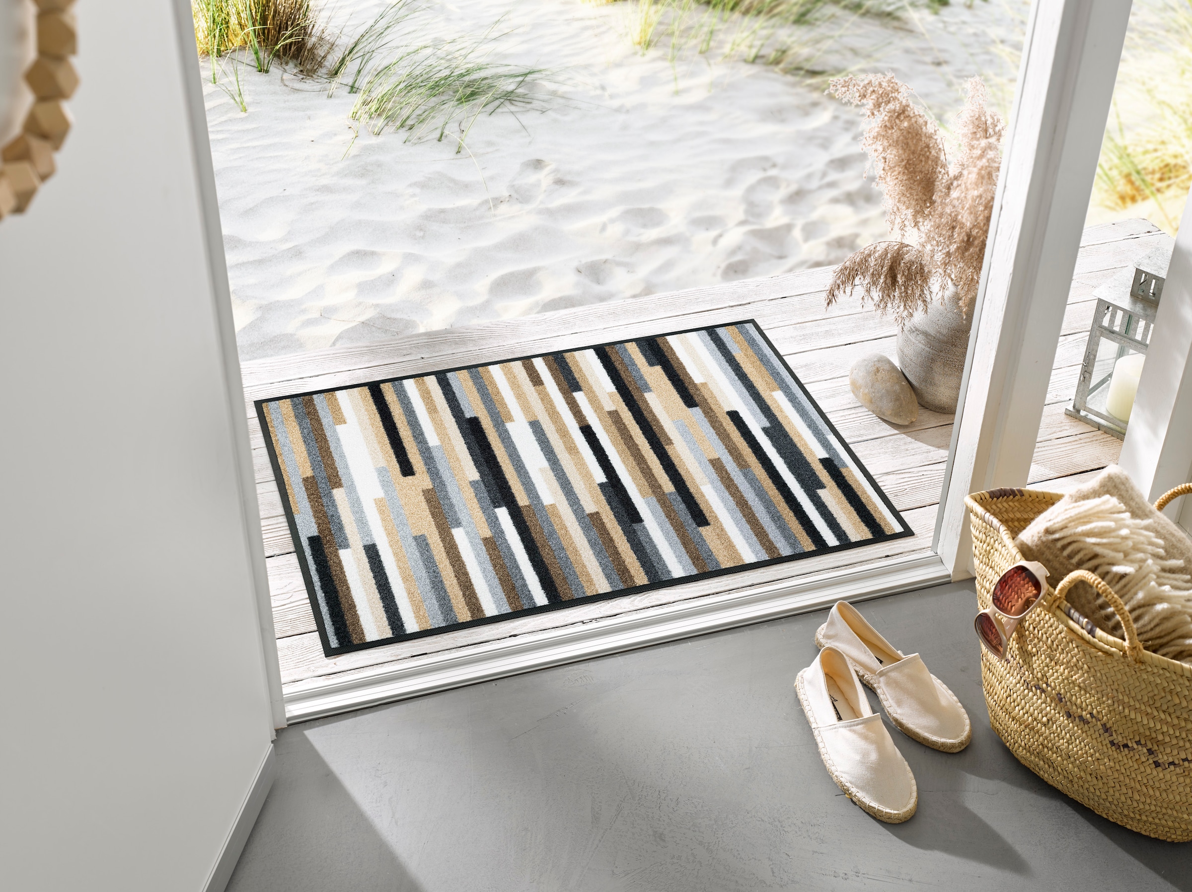 wash+dry by Kleen-Tex Tapis »Mikado Stripes« Rectangulaire 7 mm Höhe modernes Streifen Design, rutschhemmend, waschbar