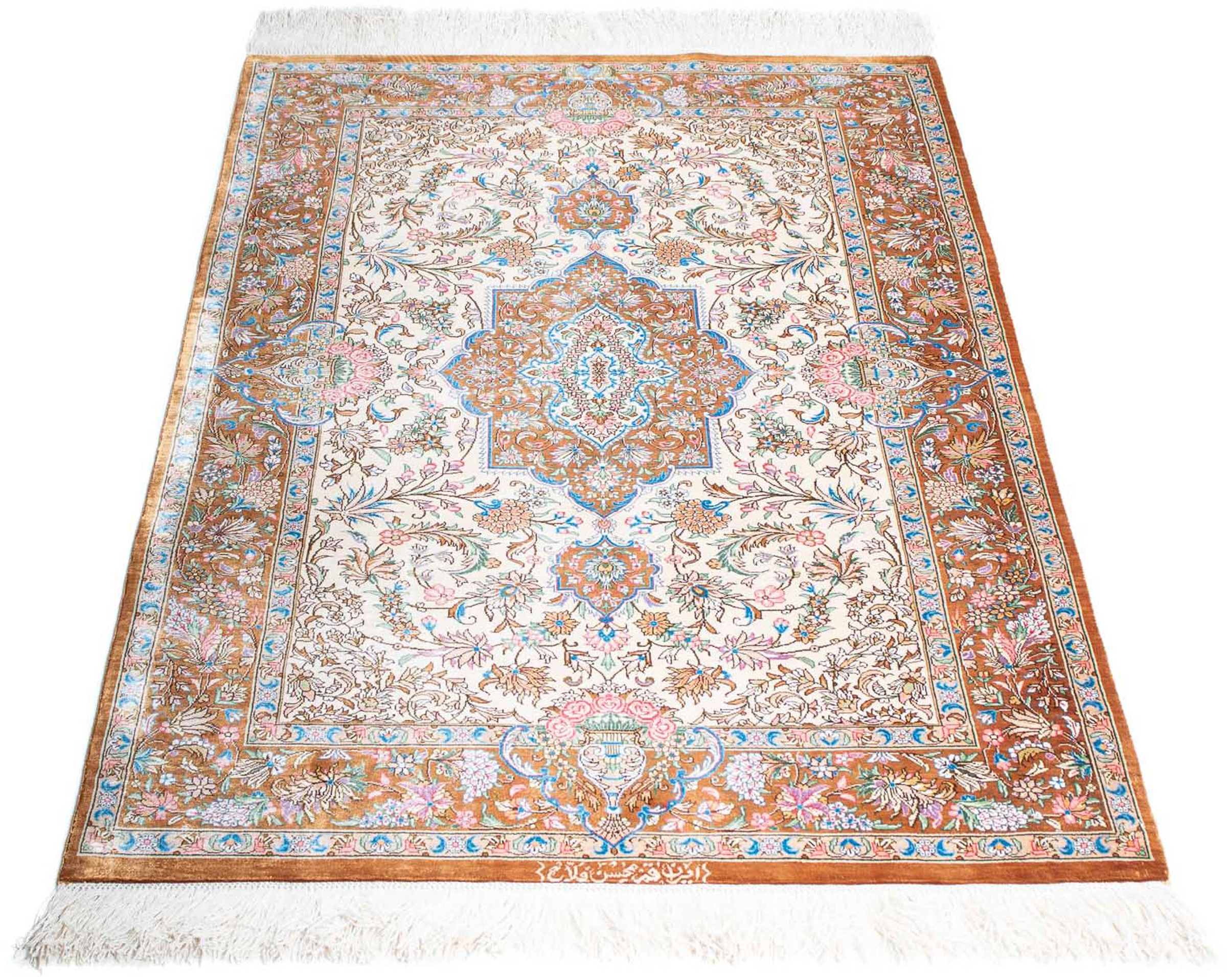 Image of morgenland Orientteppich »Perser - Ghom - 124 x 79 cm - beige«, rechteckig, 10 mm Höhe, Wohnzimmer, Handgeknüpft, Einzelstück mit Zertifikat bei Ackermann Versand Schweiz