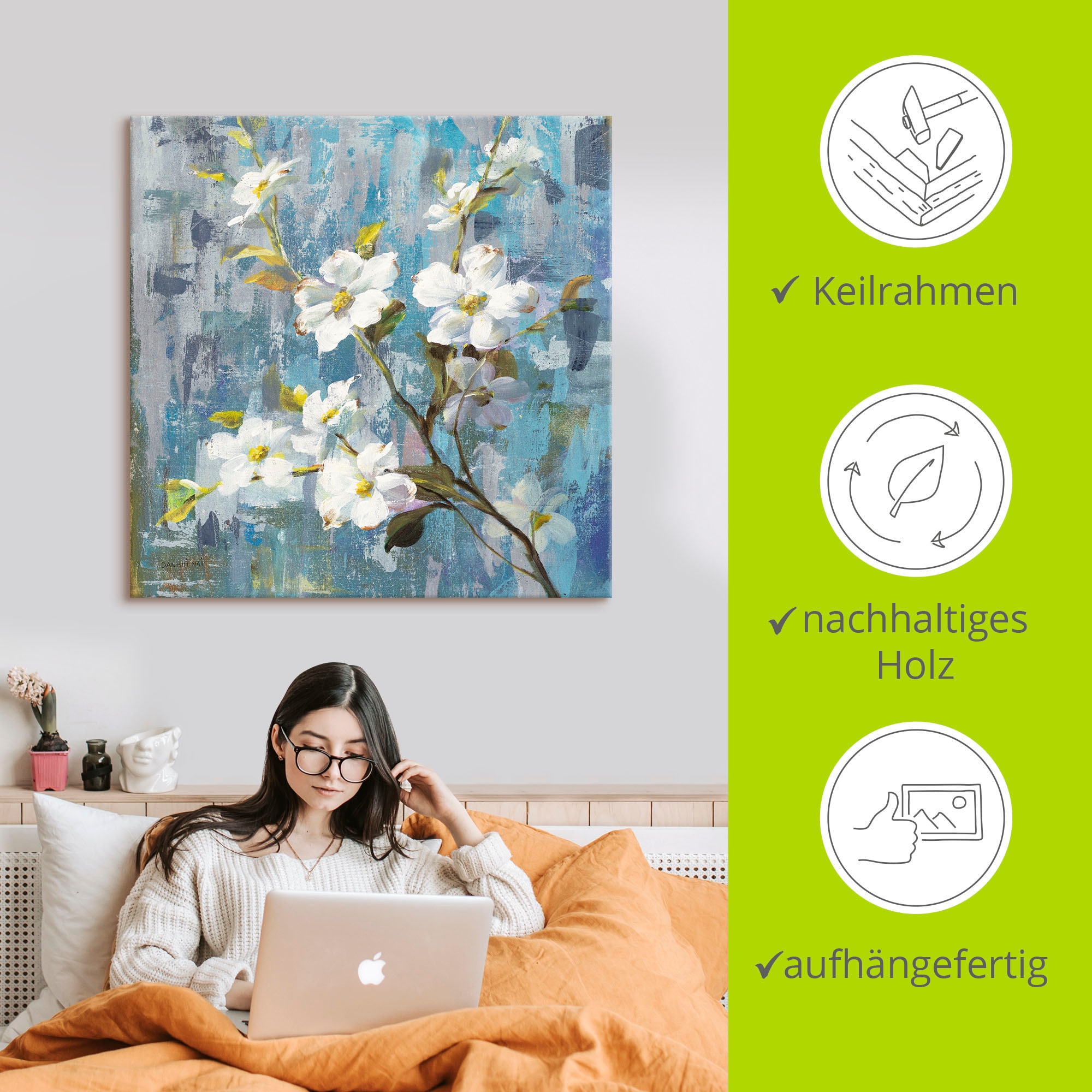 Artland Tableau sur toile »Wundervolle Magnolie II« 1 cuis tlg. auf Holzrahmen gespannt