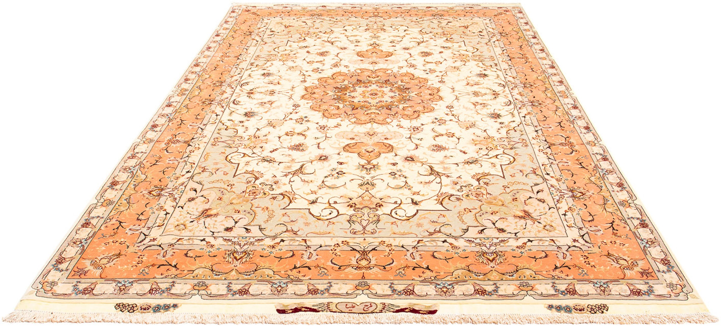 Image of morgenland Orientteppich »Täbriz rund - 310 x 201 cm - beige«, rechteckig, 10 mm Höhe, Wohnzimmer, Handgeknüpft, Einzelstück mit Zertifikat bei Ackermann Versand Schweiz
