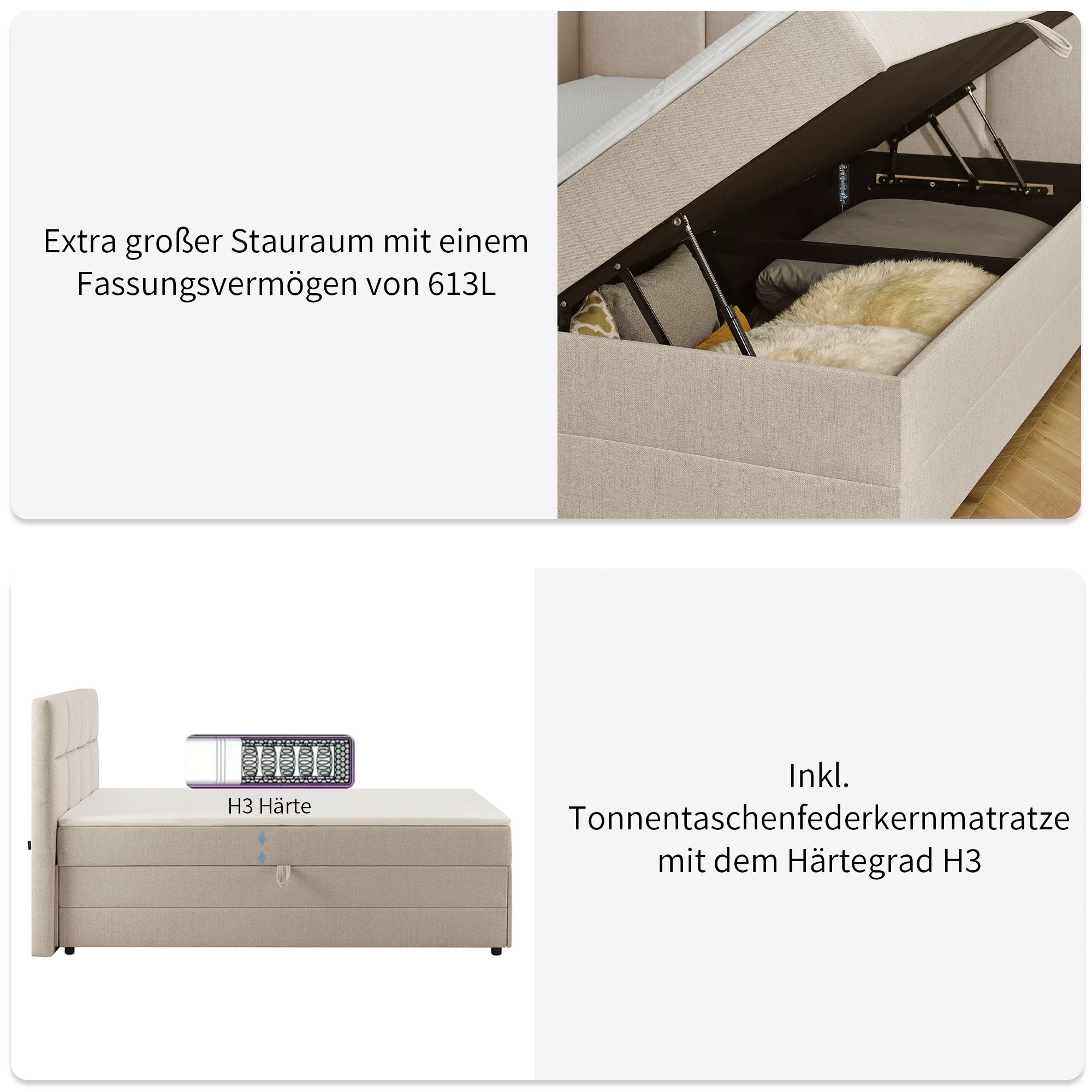 GOODproduct Boxbett »Fillmore inkl. Bettkasten, Liegefläche 180x200 cm, in Boxspring-Optik« inkl. Topper, erhältlich in verschiedenen Farben