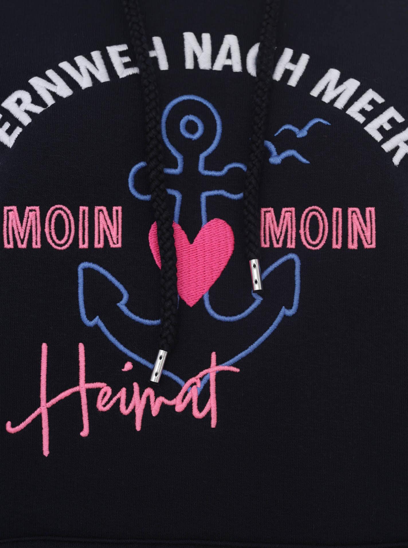 Zwillingsherz Hoodie »"Fernweh nach Meer"«, mit maritimer Stickerei, Kängurutaschen
