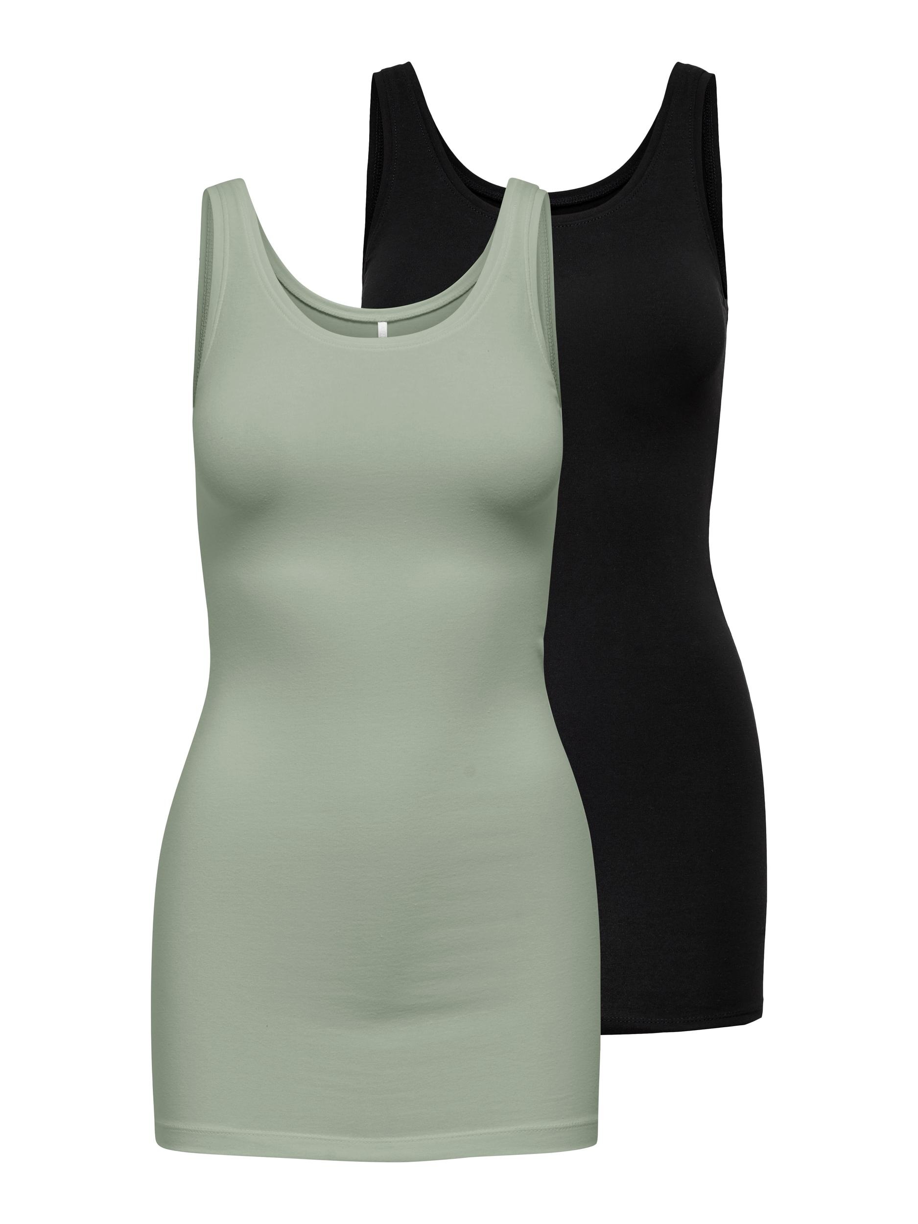 Image of ONLY Tanktop "ONLLIVE – Slim-Fit Tanktops mit Stretch für optimalen Sitz" Packung, 2er-Pack, 2 Stk. slim fit, casual, Jersey, Baumwollmischung, Rundhals