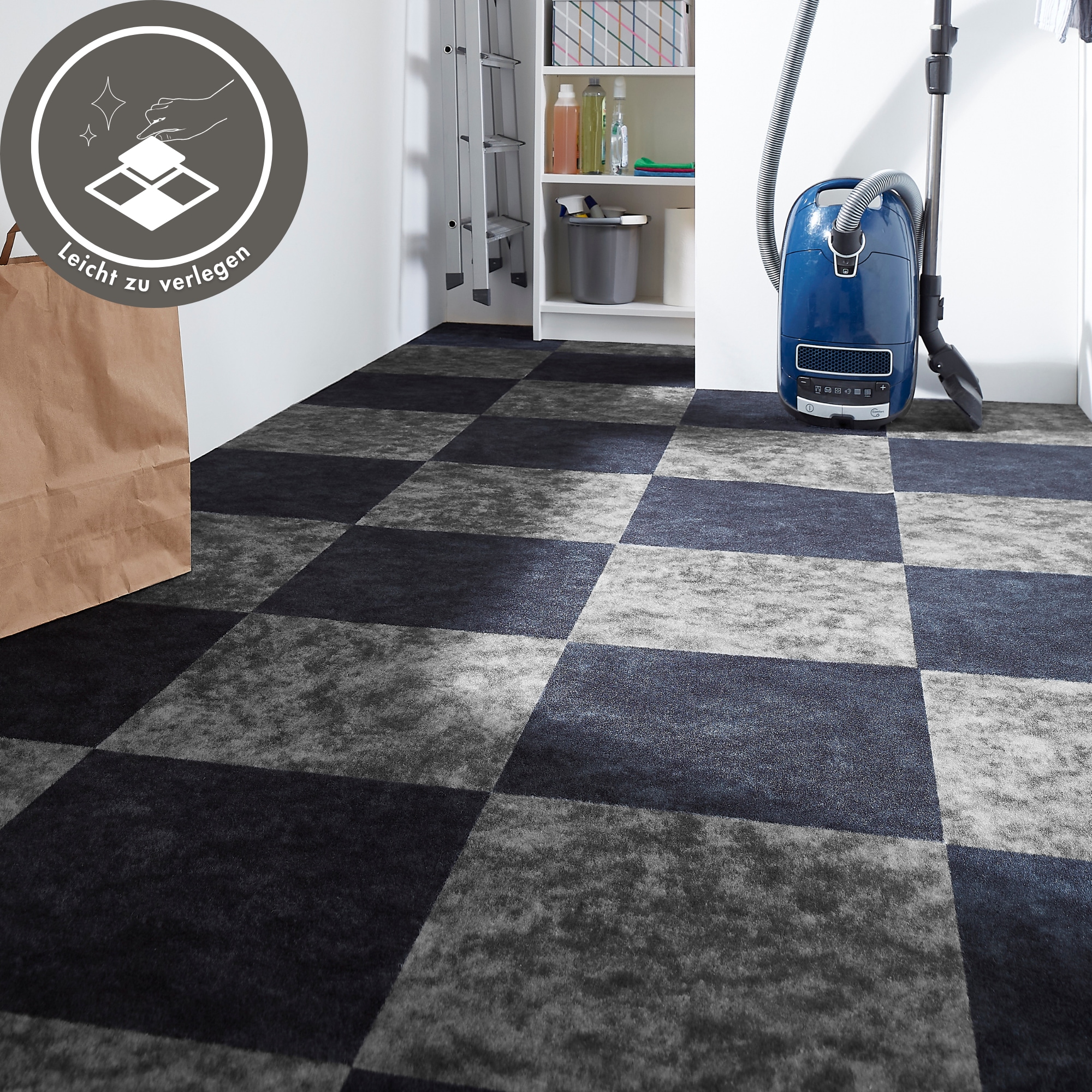 Andiamo Teppichfliese »Colmar Nadelfilz« quadratisch 4 mm Höhe 40x40 cm, selbstklebend, robust & strapazierfähig, 25 Stück (4 qm)