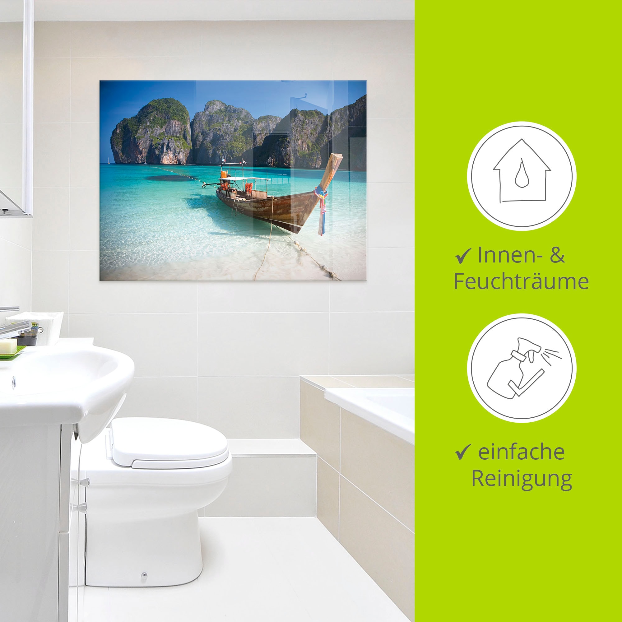 Artland Glasbild »Maya Bay, Koh Phi Phi Leh, Thailand« Boote & Schiffe 1 Stk. tlg. in verschiedenen Grössen