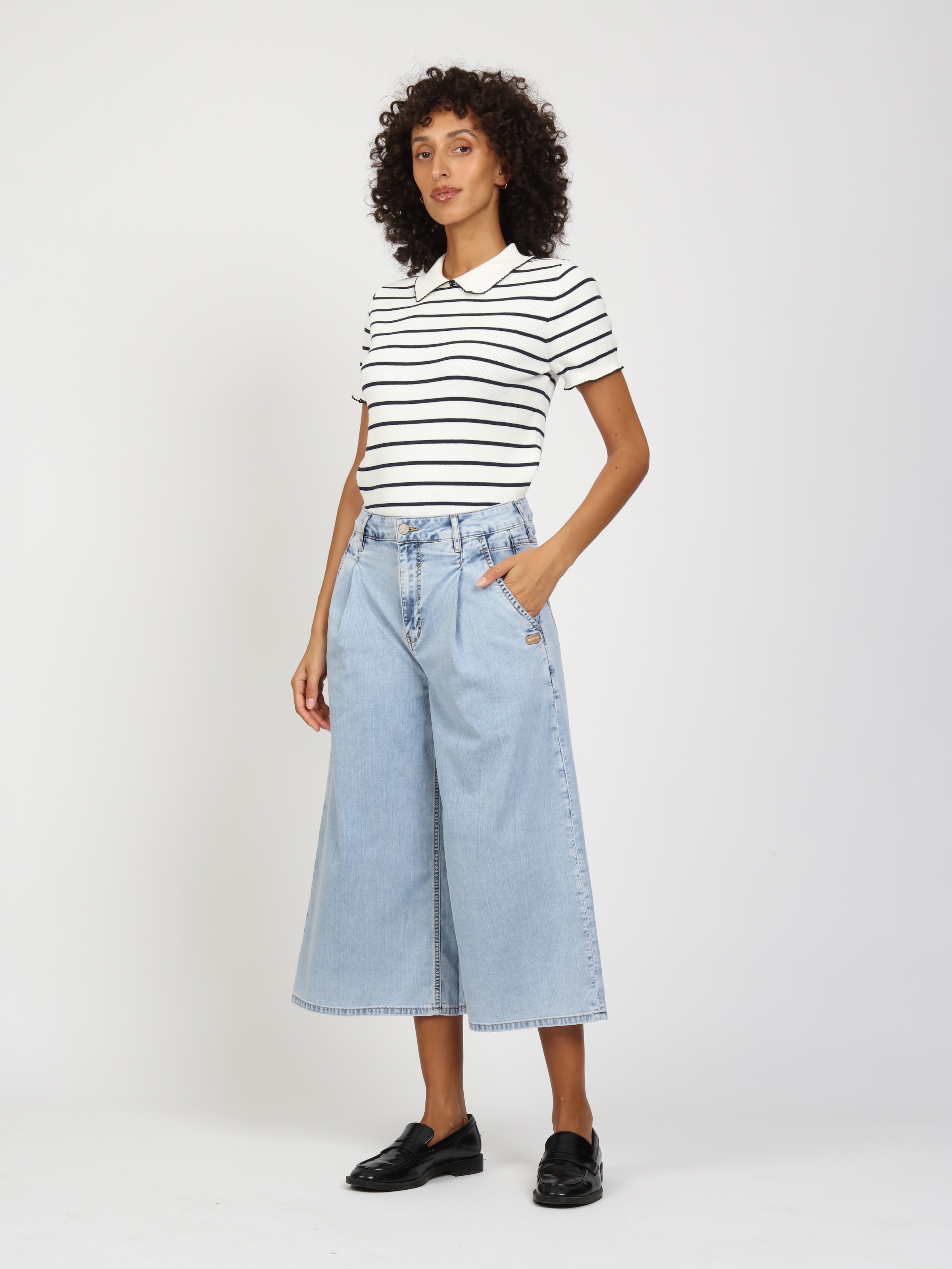 GANG Jeans 7/8 »94WANDA CULOTTE« denim clair en coupe large (Wide Fit)