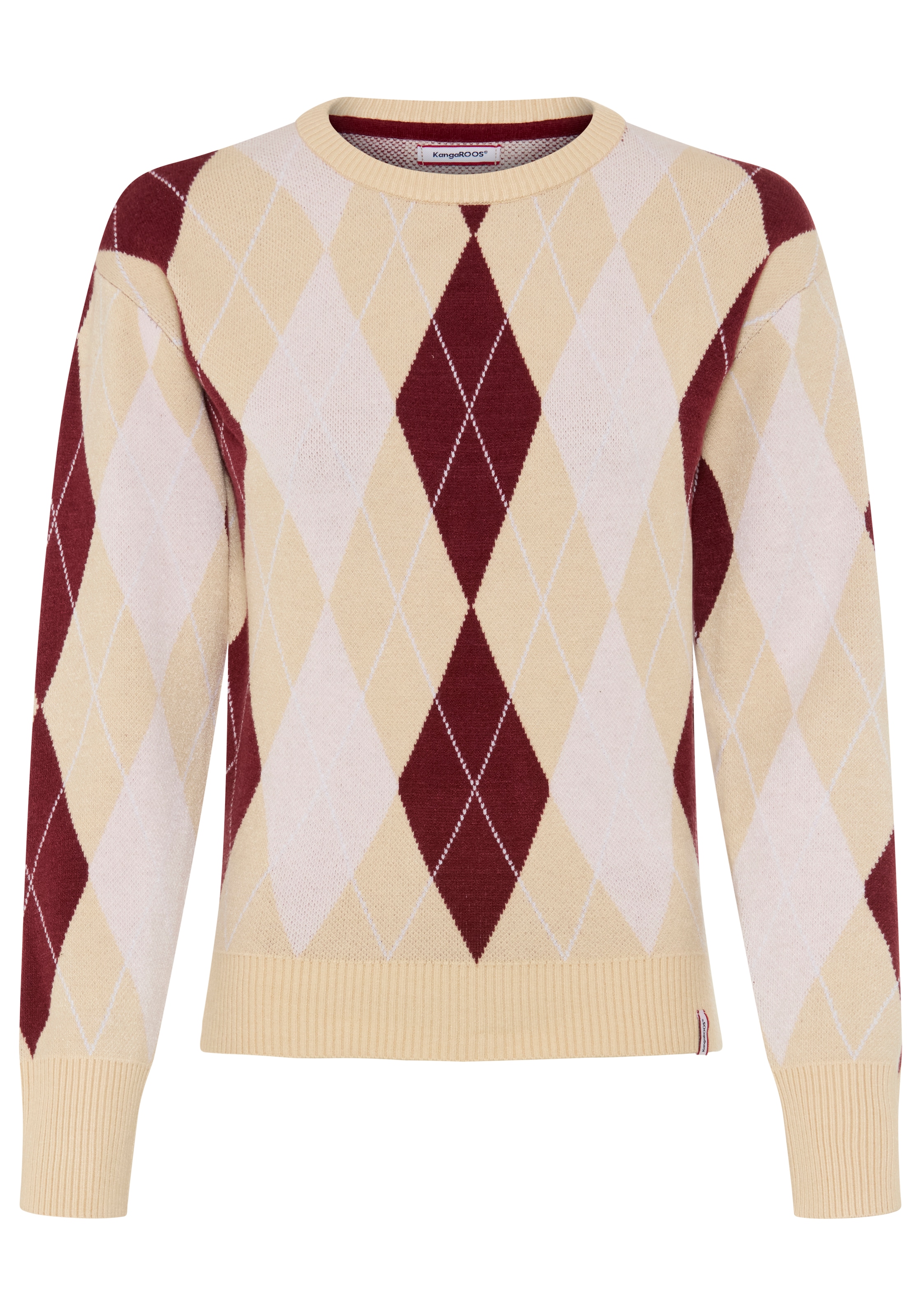 KangaROOS Pull en tricot avec motif losanges, en viscose et polyamide