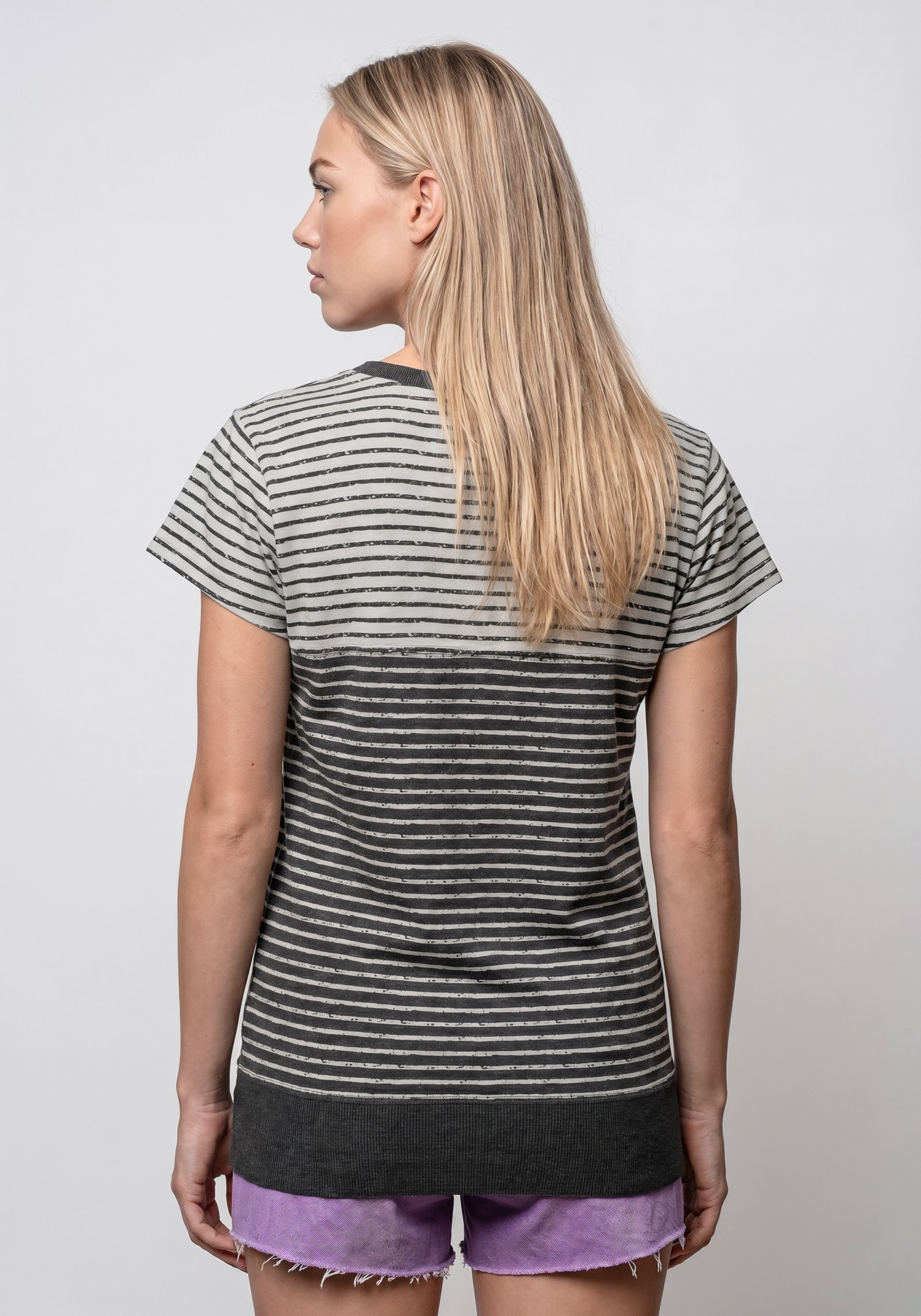 Alife & Kickin Shirt à col rond »CosmaAK B« T-shirt basique polyvalent avec rayures et ourlet large