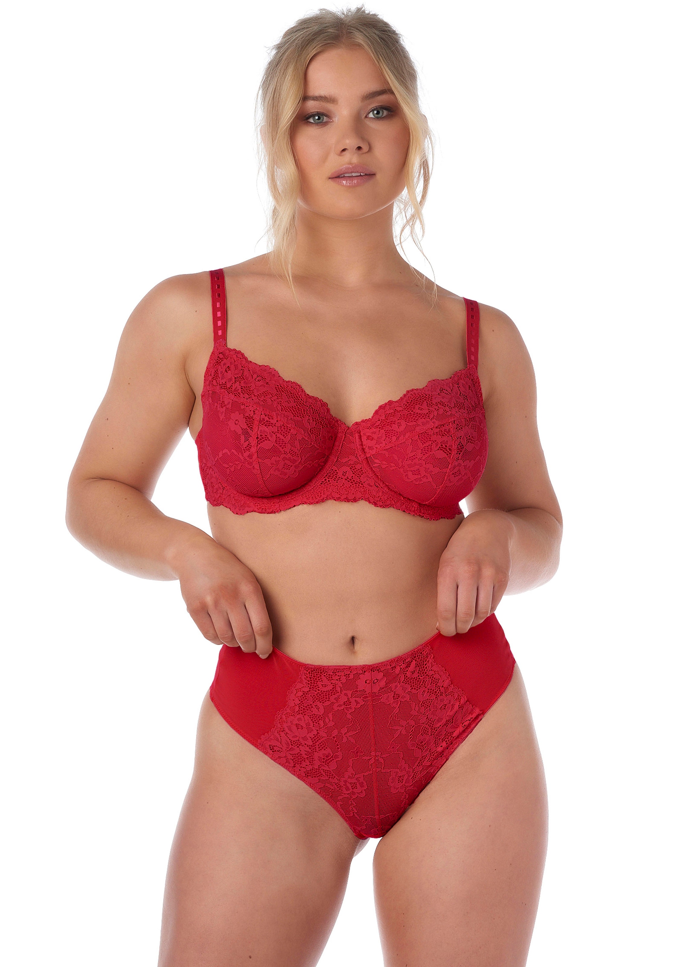 After Eden D-cup & up Panty »BO«, mit floraler Spitzenverzierung