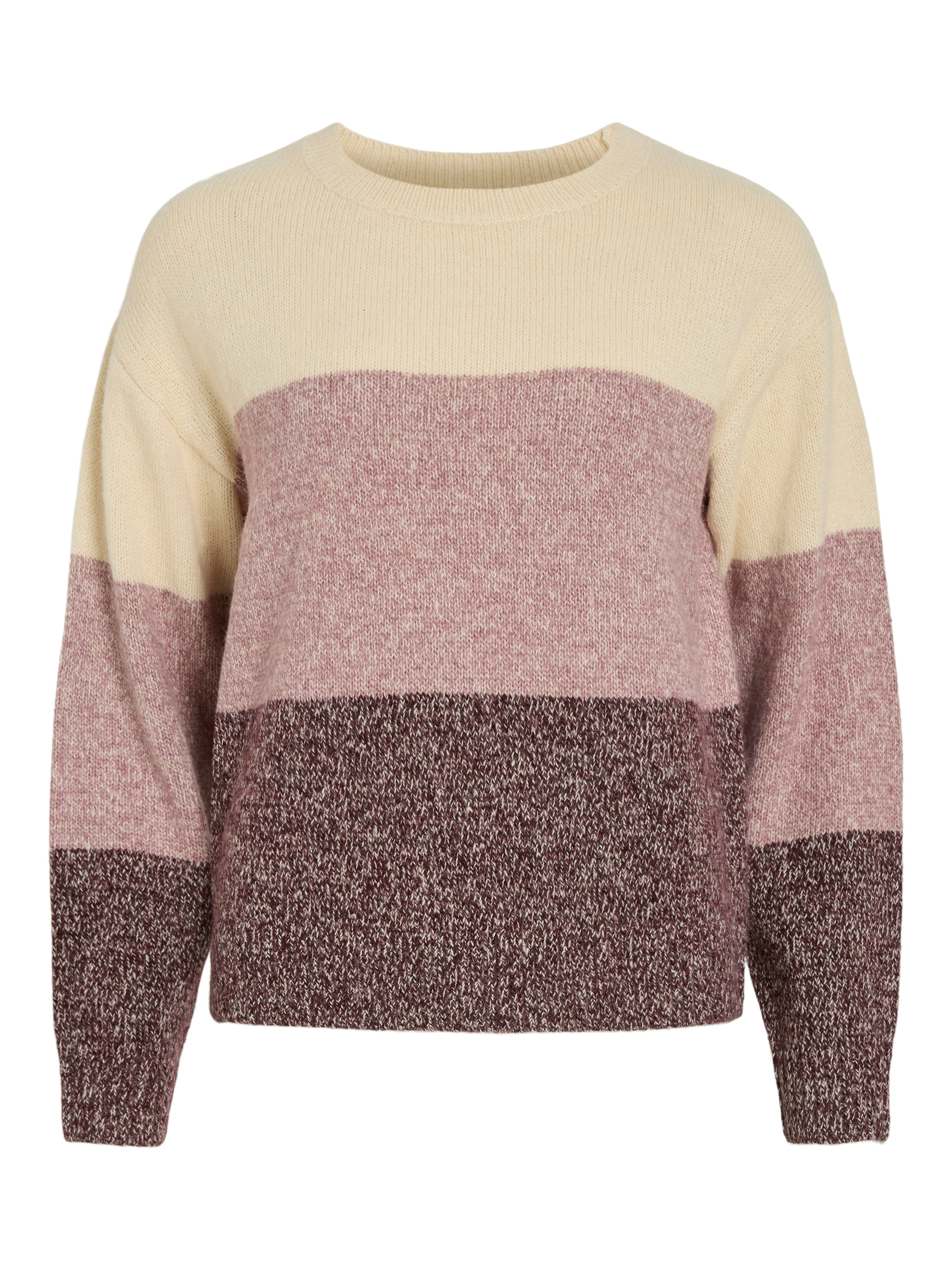 Vila Pull en tricot »VISPOSA O-NECK L/S STRIPE KNIT TOP/PB« Materialmix,