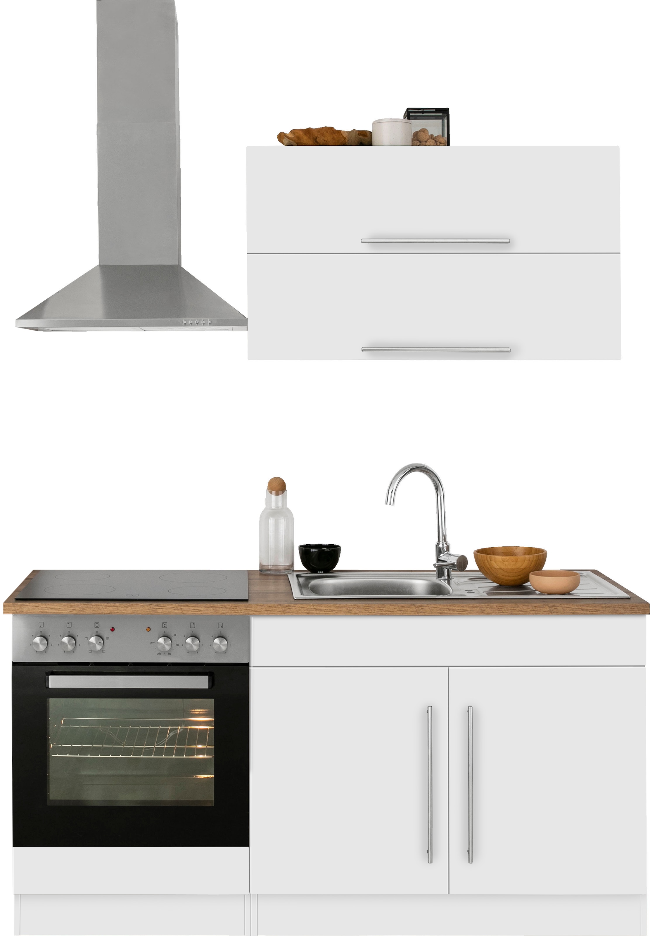 KOCHSTATION Kitchenette »KS-Samos« largeur 160 cm, au choix avec appareils électriques et plaque vitrocéramique