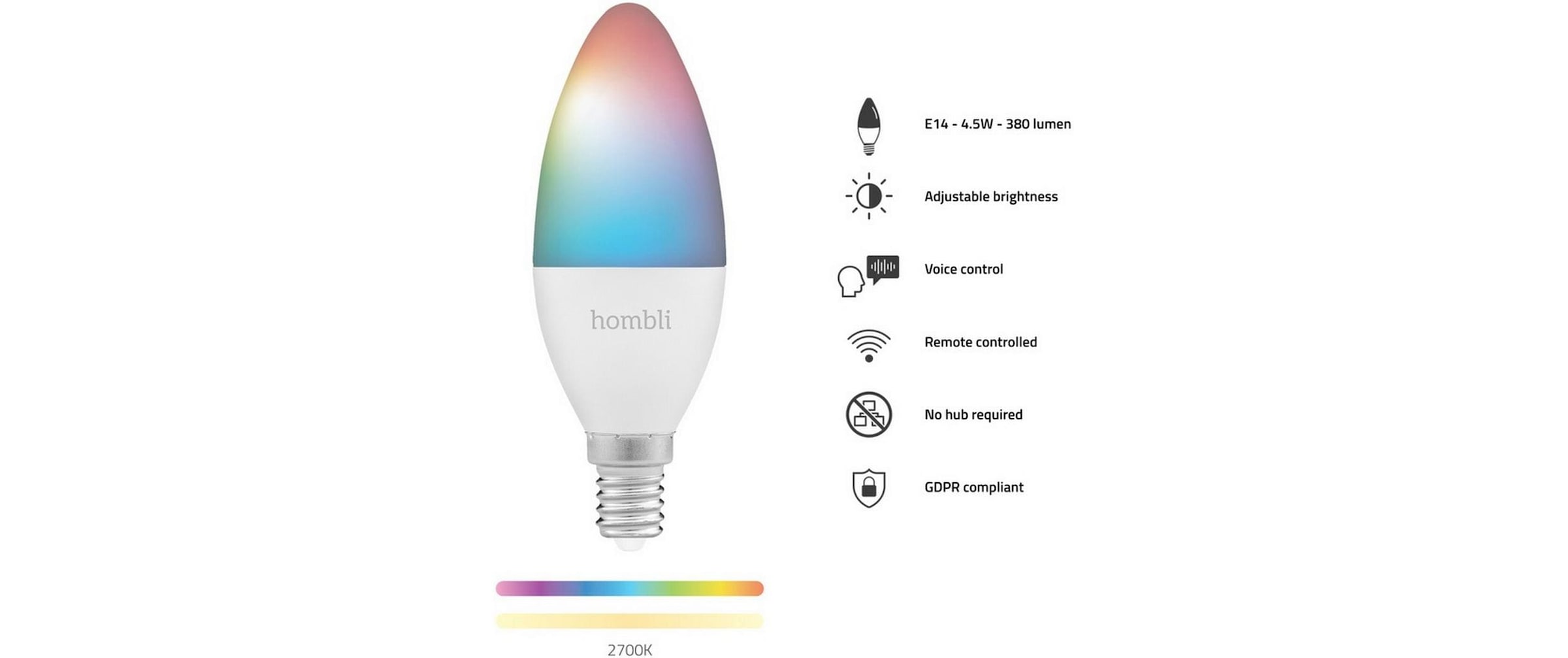 LED-Leuchtmittel »hombli E14 (4.5W) RGB + CCT 1+1 Pack«, E14, Farbwechsler-Warmweiss