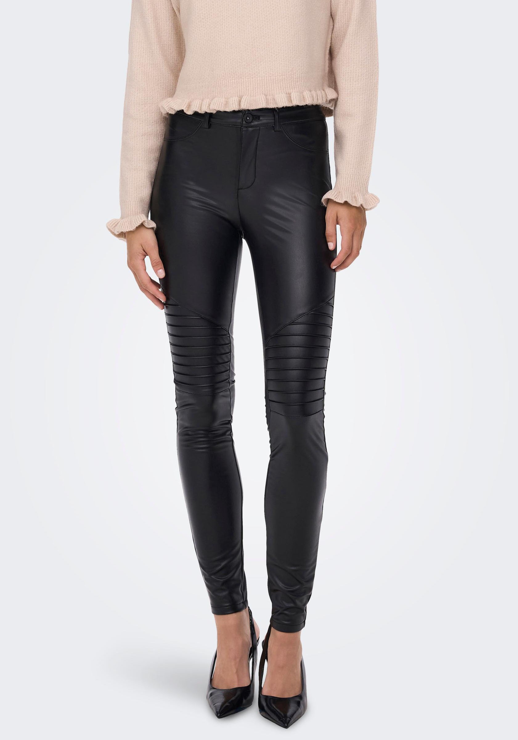 ONLY Lederimitathose »ONLROYAL-MARIA FAUX LEATHER BIKER«, mit Bikerdetails kaufen