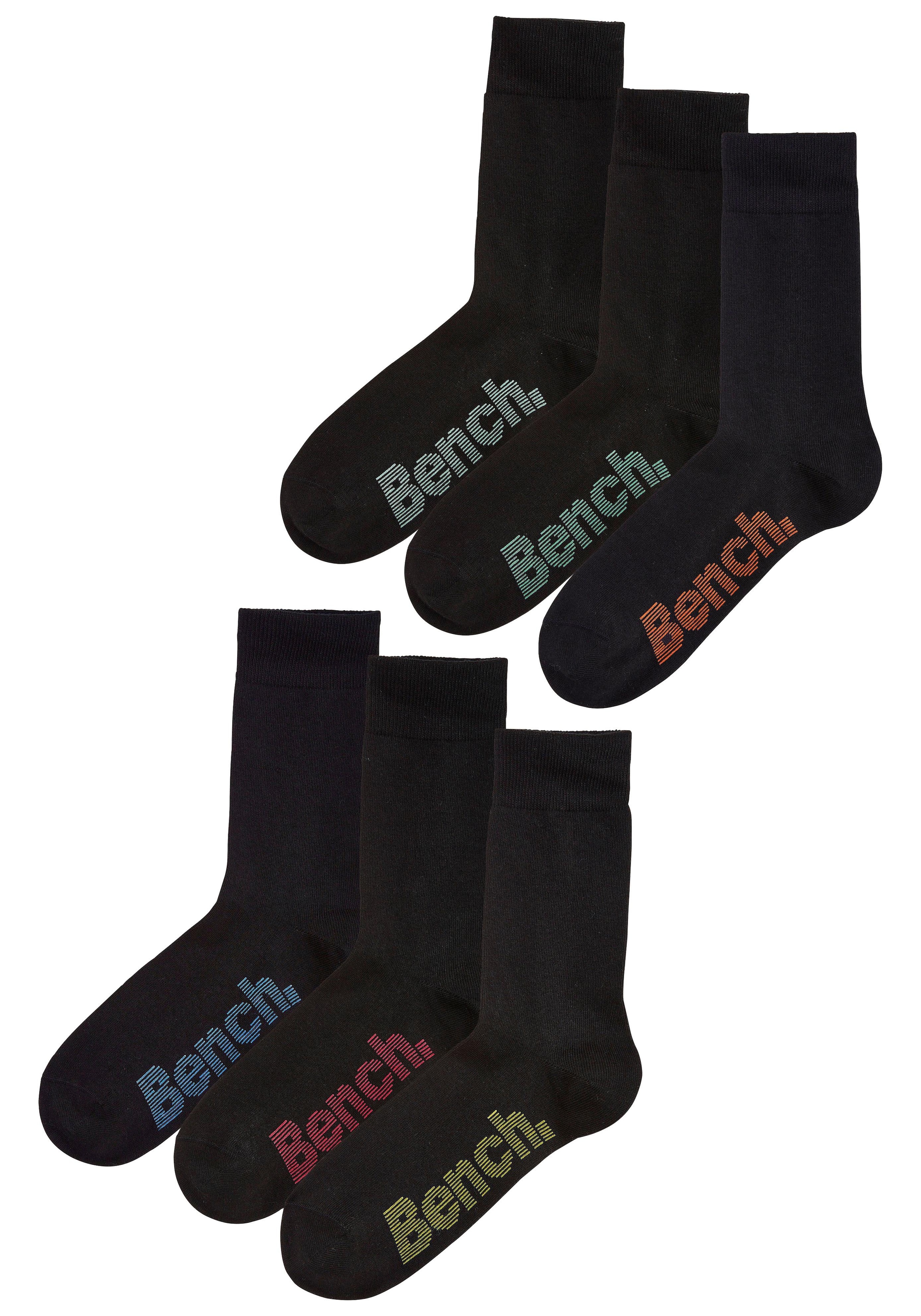 Socken, (Box, 6 Paar), mit verschiedenfarbigen Logos