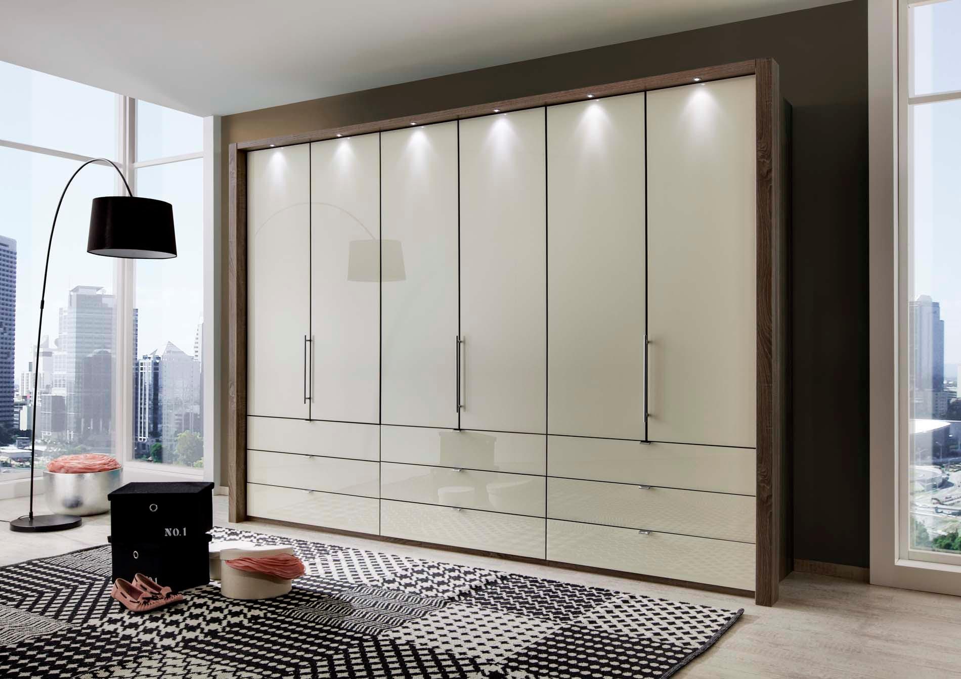 WIEMANN Falttürenschrank »Loft, Kleiderschrank, Schrank, Wäscheschrank, mit Glasfront« 3 Breiten, 2 Höhen 216/236 cm auswählbar, MADE IN GERMANY,  inkl. gepämpften Schubkästen und Türen, mit Panoramaöffnung