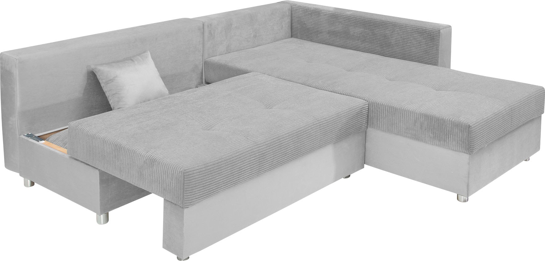 COLLECTION AB Ecksofa »Italia L-Form« mit Bettfunktion und Bettkasten, in Cord-Samt Mix