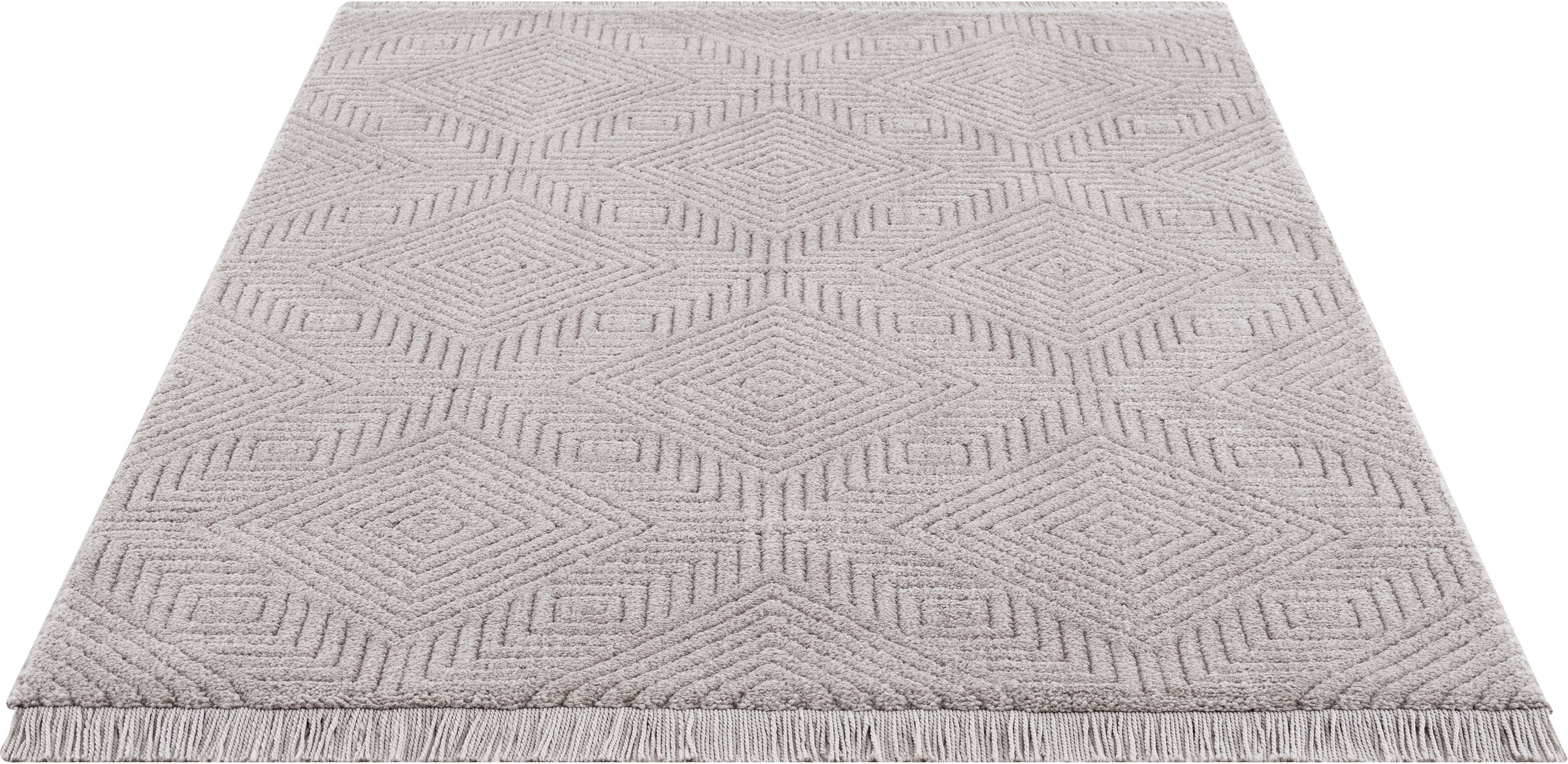 Image of Leonique Teppich »Duchesse«, rechteckig, 22 mm Höhe, grafisches Design, Boho, Teppich im 3D Effekt, einfarbig, mit Fransen, ideale Teppiche für Wohnzimmer, Schlafzimmer, Esszimmer, Arbeitszimmer bei Ackermann Versand Schweiz