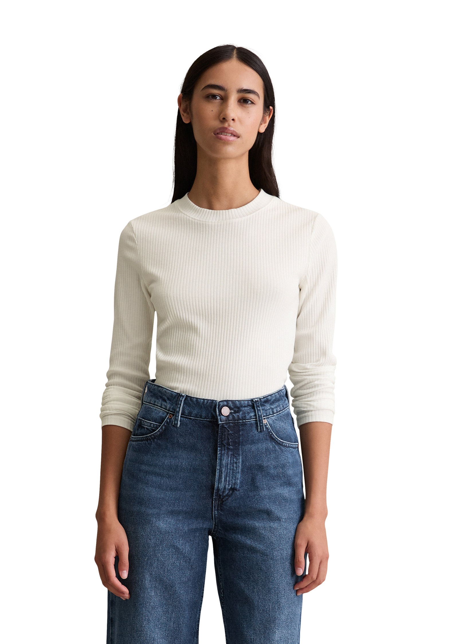 Image of Marc OPolo DENIM Langarmshirt Rundhalsausschnitt, slim fit, Bio-Baumwolle