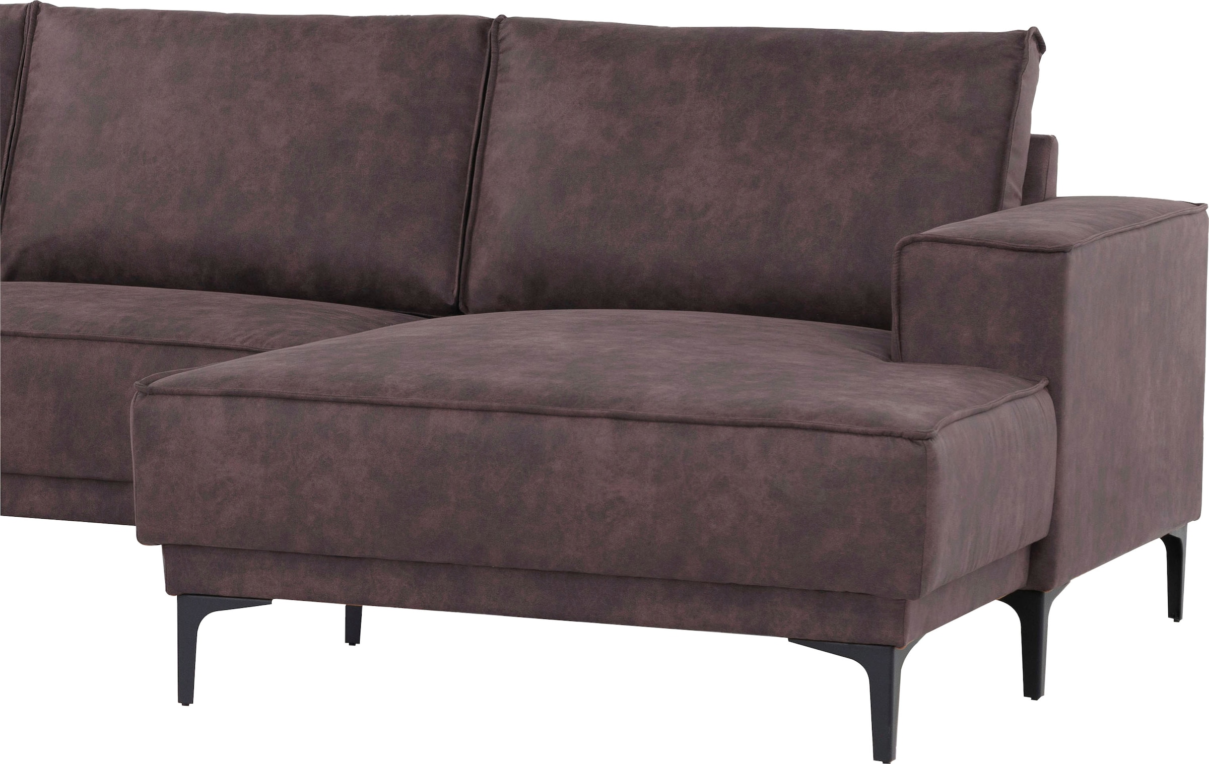 Places of Style Wohnlandschaft »XXL Sofa Oland, Struktur, Flachgewebe, Luxus-Microfaser, Boucle«, U-Form, 345 cm, Wellenunterfederung, Skandi-Design, Metallfüsse