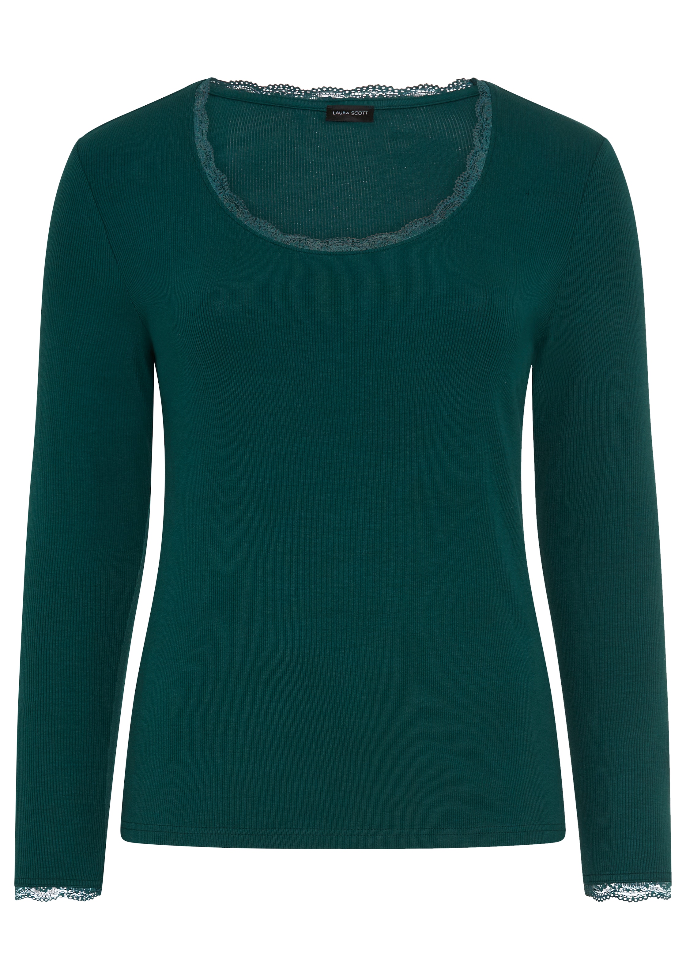 Laura Scott CURVE T-shirt à manches longues »Grosse Grössen« en maille côtelée élastique, coupe très ajustée