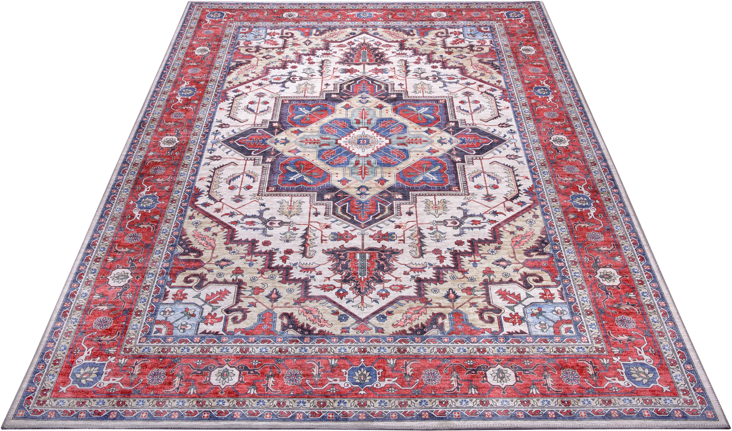 Image of NOURISTAN Designteppich »Heriz Arian«, rechteckig, 7 mm Höhe, Klassischer Teppich, Orient Optik, Vintage Design, Gekettelt, Wohnzimmer, Schlafzimmer, Robust, Pflegeleicht bei Ackermann Versand Schweiz