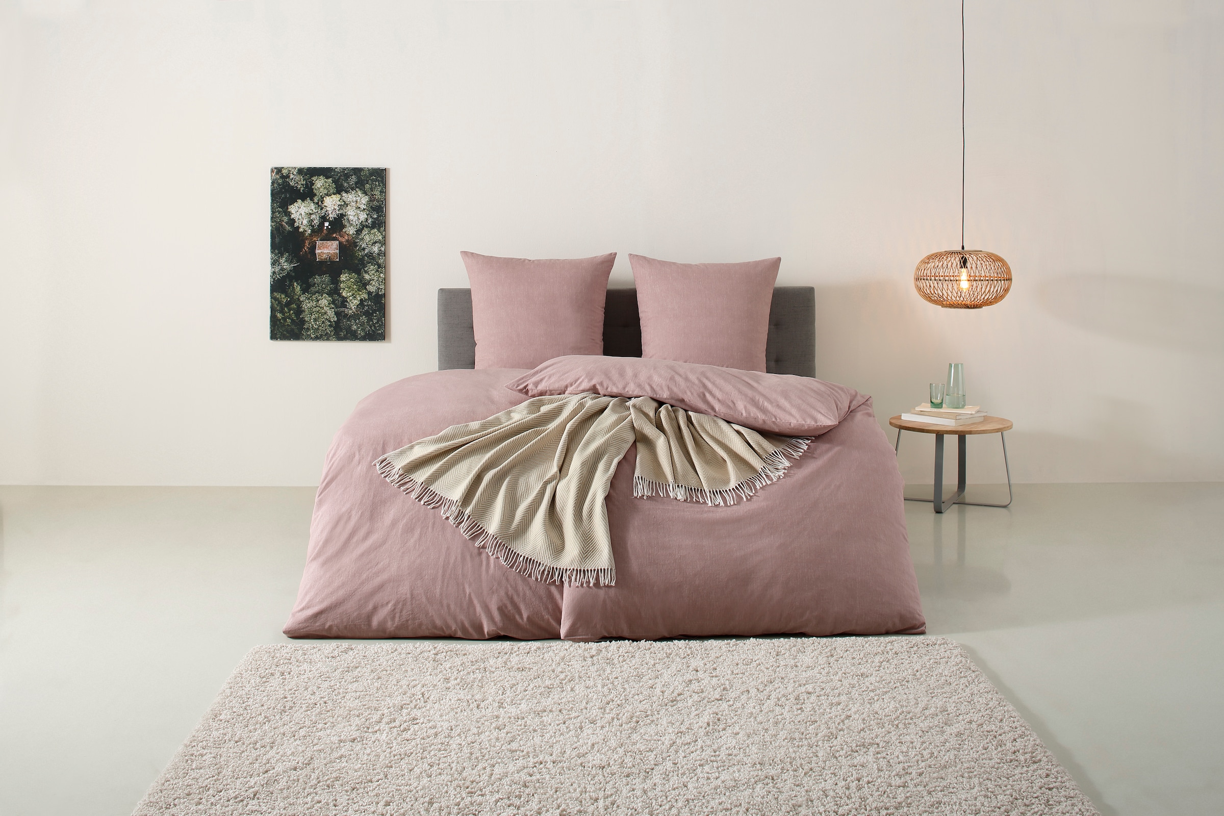 Home affaire Bettwäsche »Melli, in den Qualitäten Linon und Biber, atmungsaktiv, aus 100% Baumwolle, unterstützt Cotton made in Africa, Bett- und Kopfkissenbezug mit Knopfverschluss