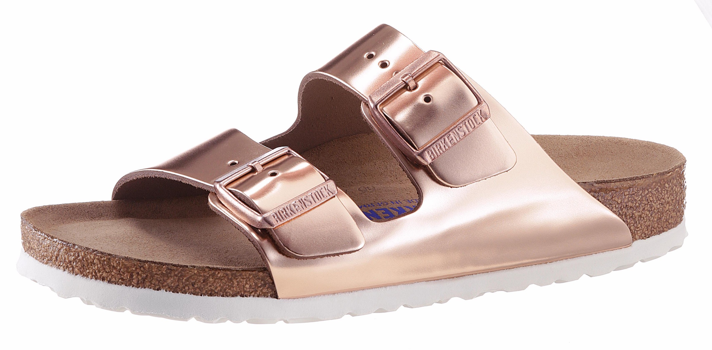 Image of Birkenstock Pantolette »ARIZONA SFB«, in schmaler Schuhweite, Metallic-Optik, mit Soft-Fussbett bei Ackermann Versand Schweiz