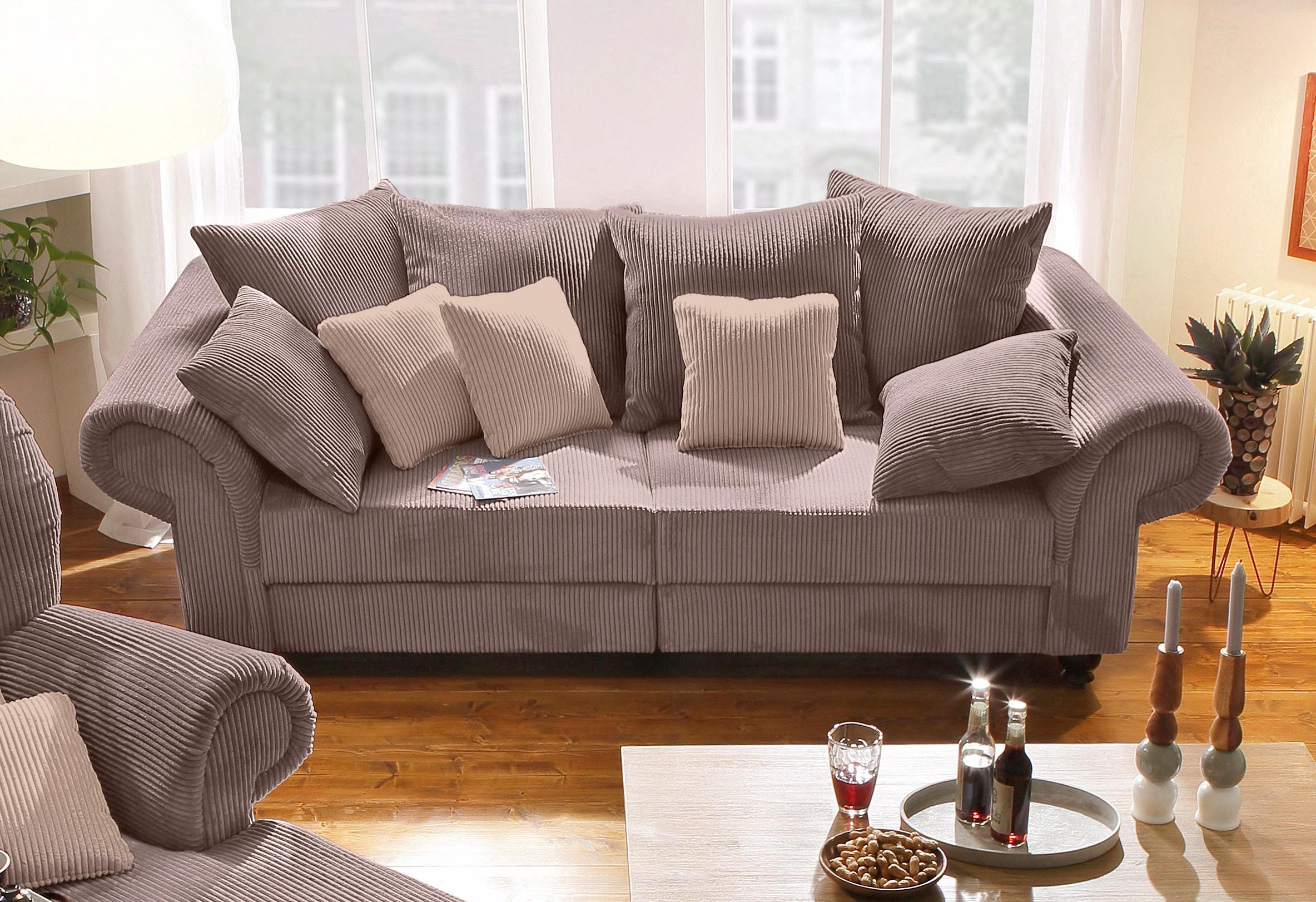 Home affaire Big-Sofa »King Henry Mega Sofa, viel Platz, Breite 242cm, Federkern«, in legerer Polsterung und vielen losen Kissen