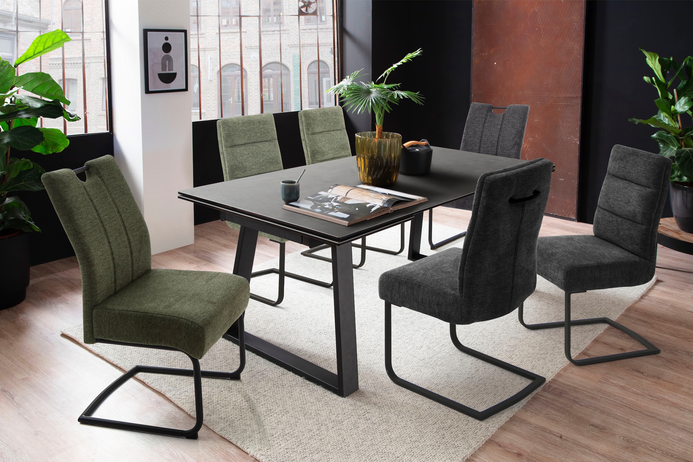 MCA furniture Freischwinger »LIMASSOL«, Chenille, (Set, 2Stck.), Stuhl belastbar bis 140 kg