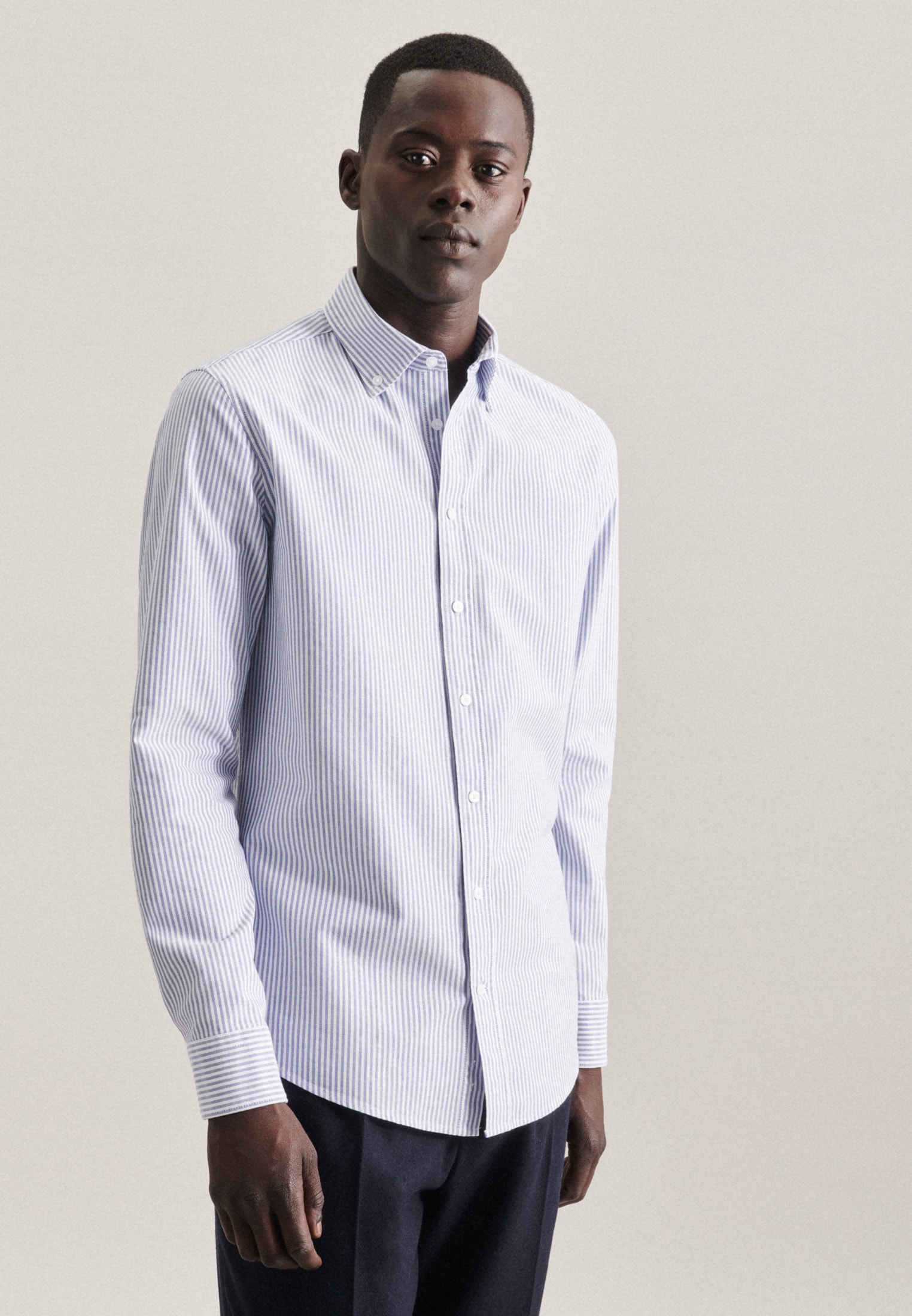 Image of seidensticker Businesshemd "Shaped" Shaped 1/1 Button-Down-Kragen Streifen