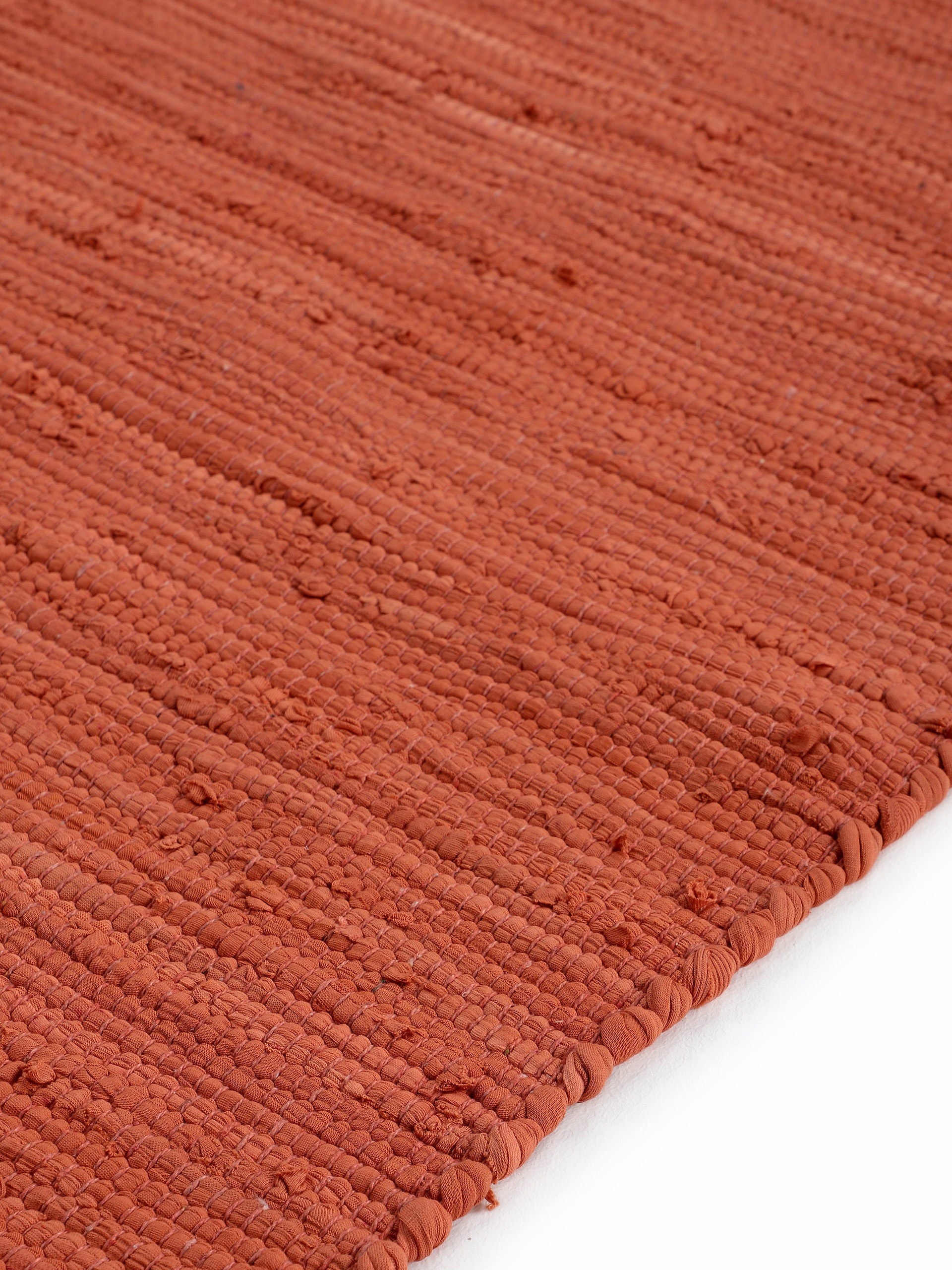 carpetfine Teppich »Kelim Chindi uni, auch als Läufer«, rechteckig, 5 mm Höhe, Wendeteppich, reine Baumwolle, handgewebt, Uni-Farben, mit Fransen