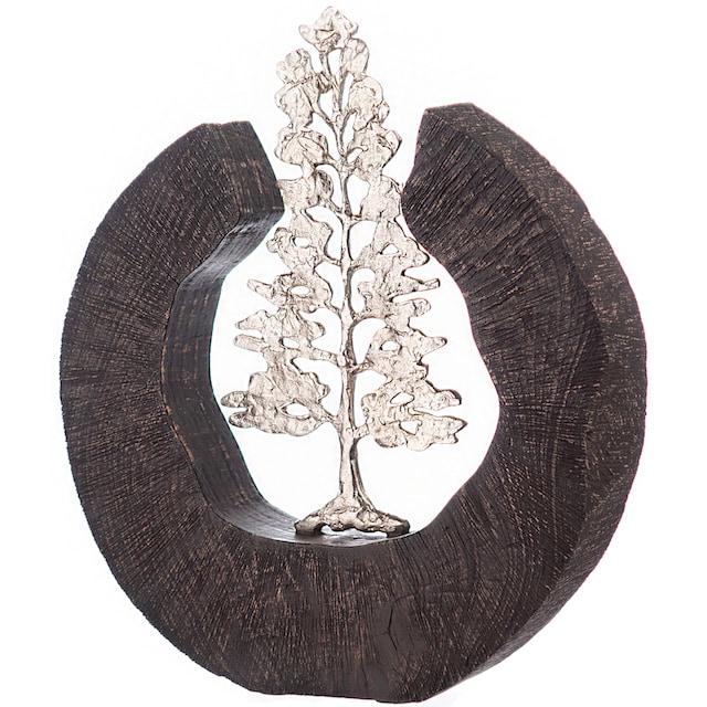 GILDE Dekoobjekt »Skulptur Fir Tree, schwarz/silber«, Höhe 39 cm,  handgefertigt, aus Metall und Holz, Motiv Baum, Wohnzimmer kaufen