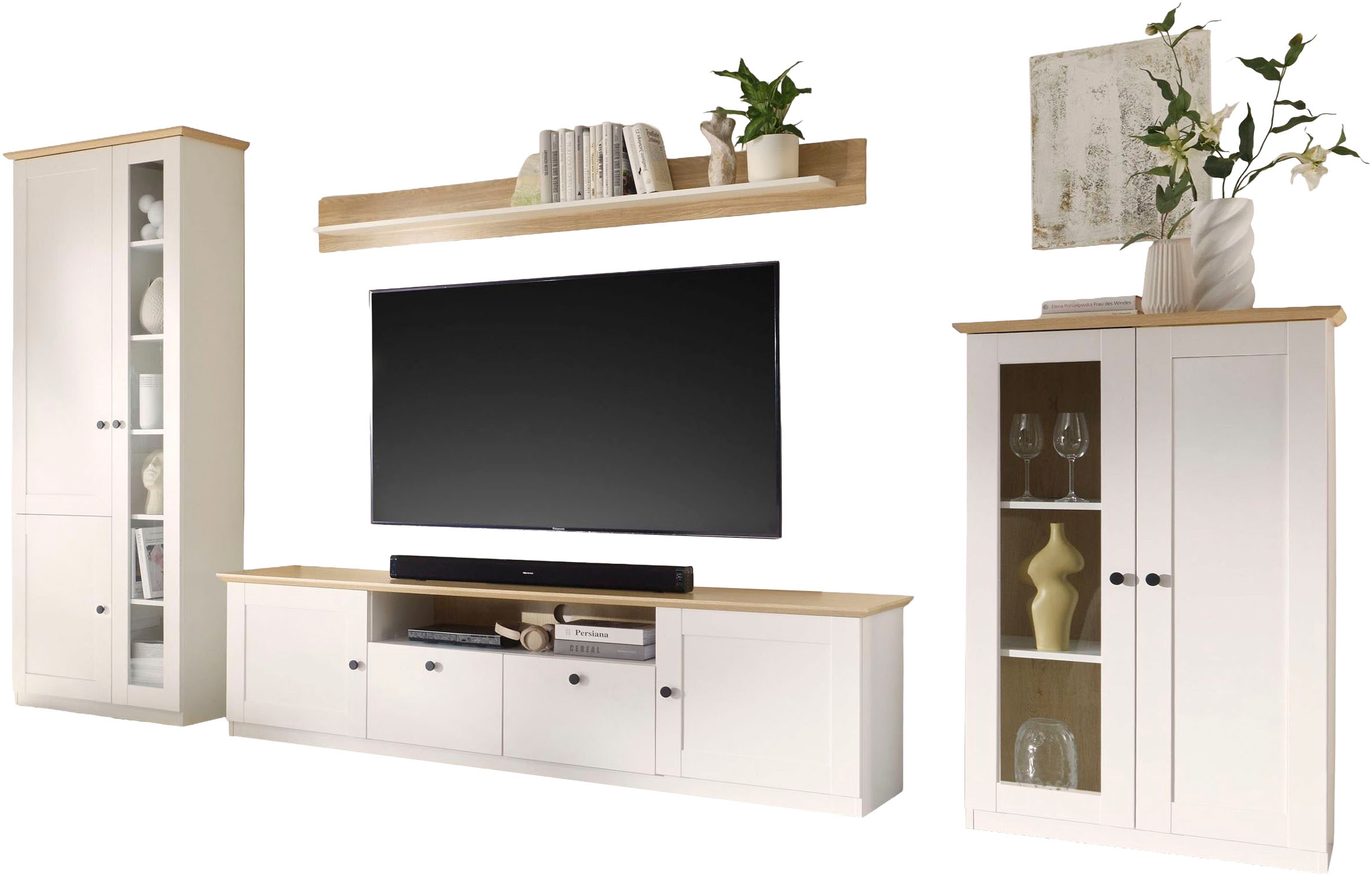 GOODproduct Wohnwand »Brest, Anbauwand im Landhausstil, Komplettset, Wohnzimmer-Set« Set, 4 Stk. tlg.