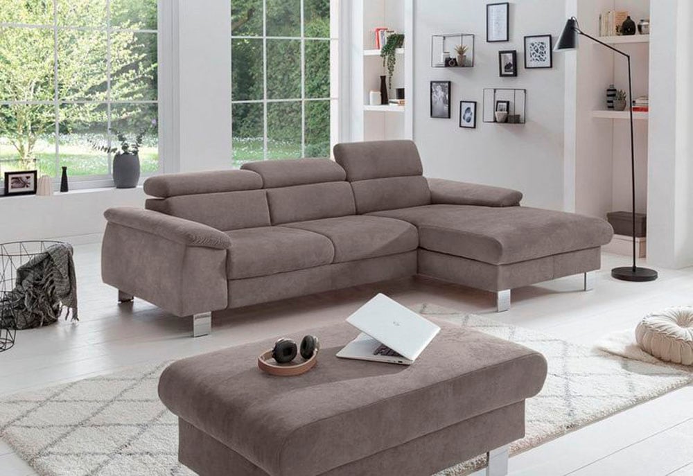 COTTA Ecksofa »Komaris L-Form, B: 244 cm« mit Kopfteilverstellung, optional Bettfunktion, Bettkasten & Licht