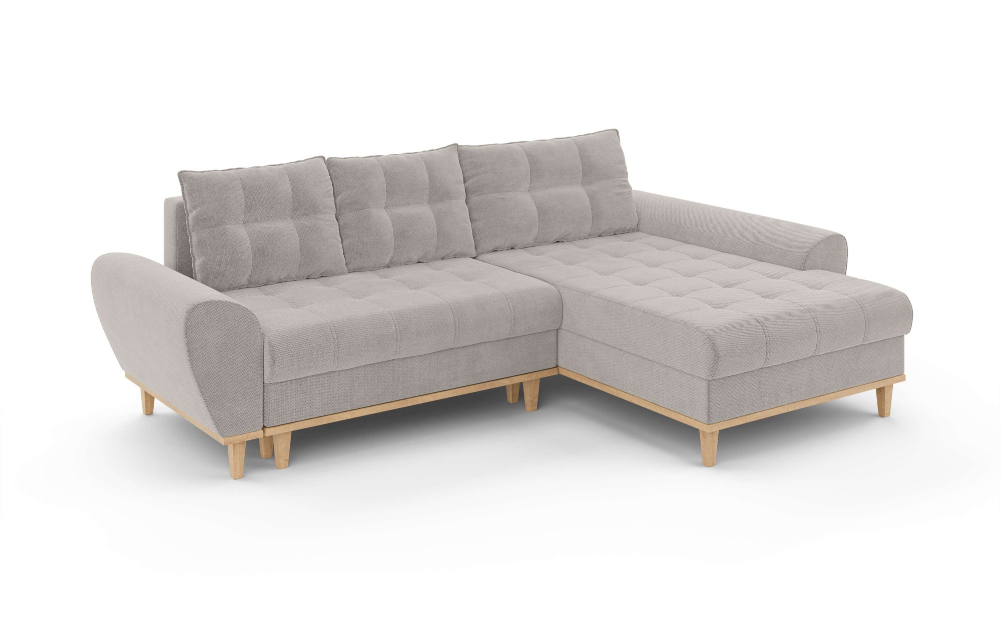 Home affaire Ecksofa »Ahrdorf mit Bettfunktion und Bettkasten, Masse: B/H/T 268/86/175 cm« L-Form mit 3 Rückenkissen  und moderne gerundete Armlehnen