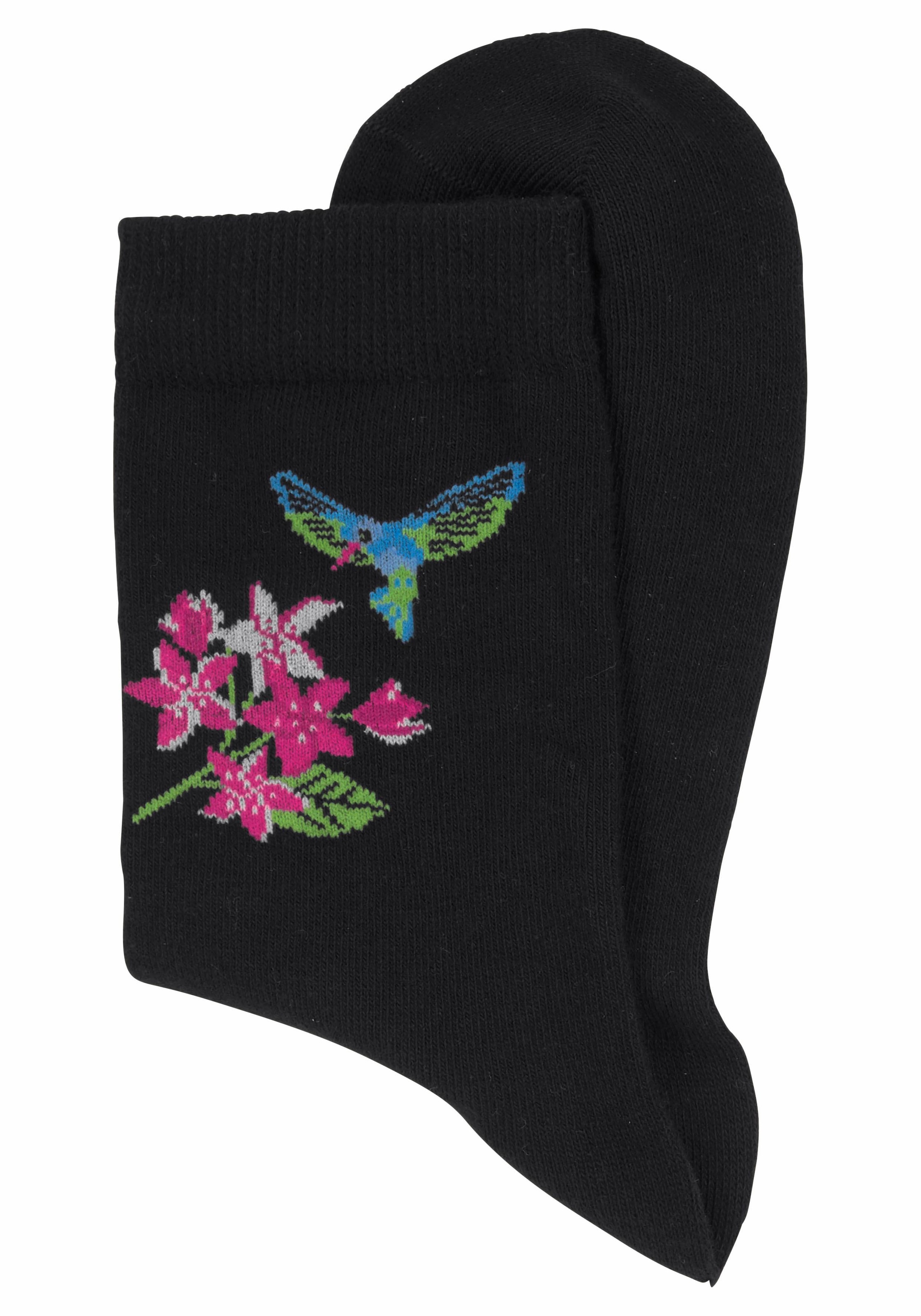 H.I.S Socken, (Set, 7 Paar), Schmetterlings- Vogelmotiven mit sur de sans frais livraison und