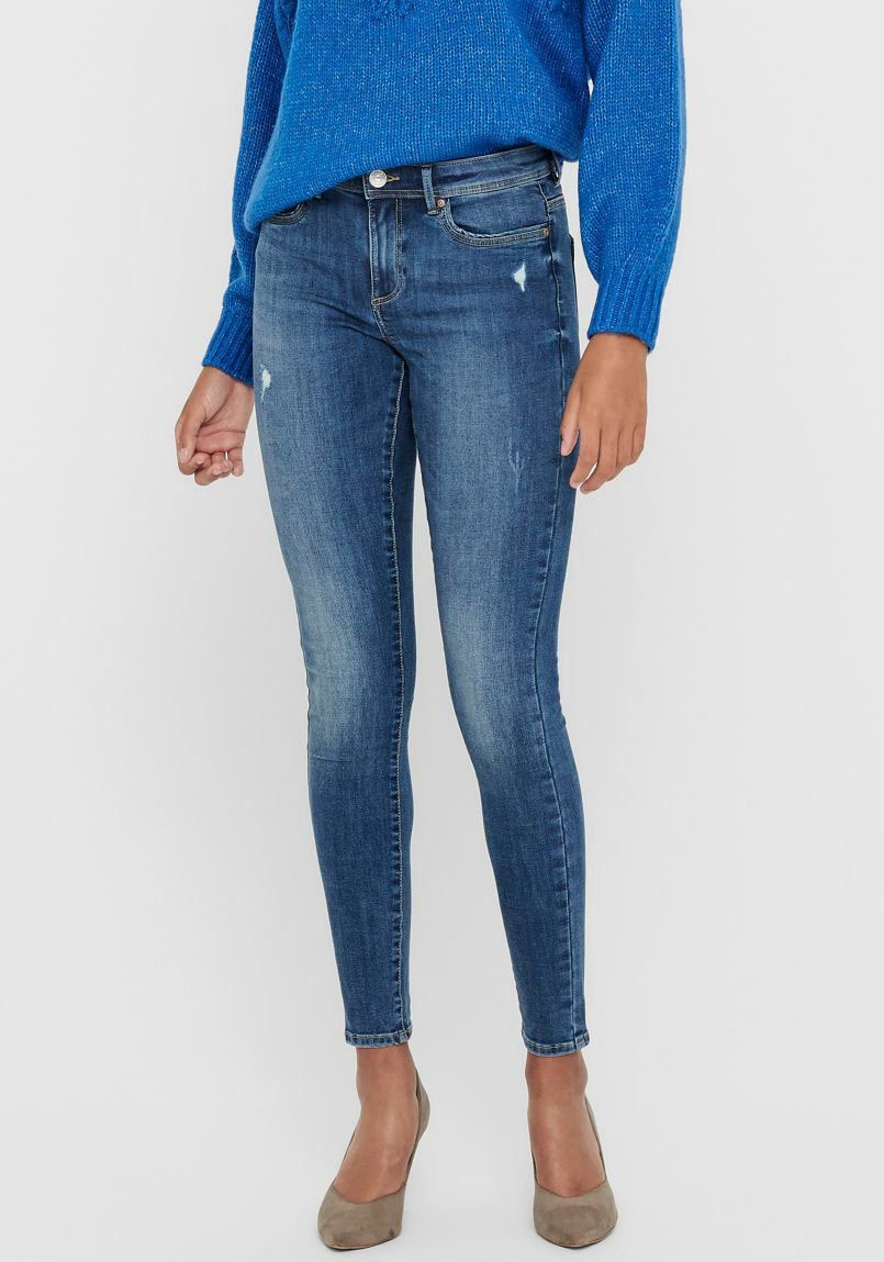 Skinny-fit-Jeans »ONLWAUW MID SKINNY BJ114-3 NOOS«, mit leichten Destroyed Effekten