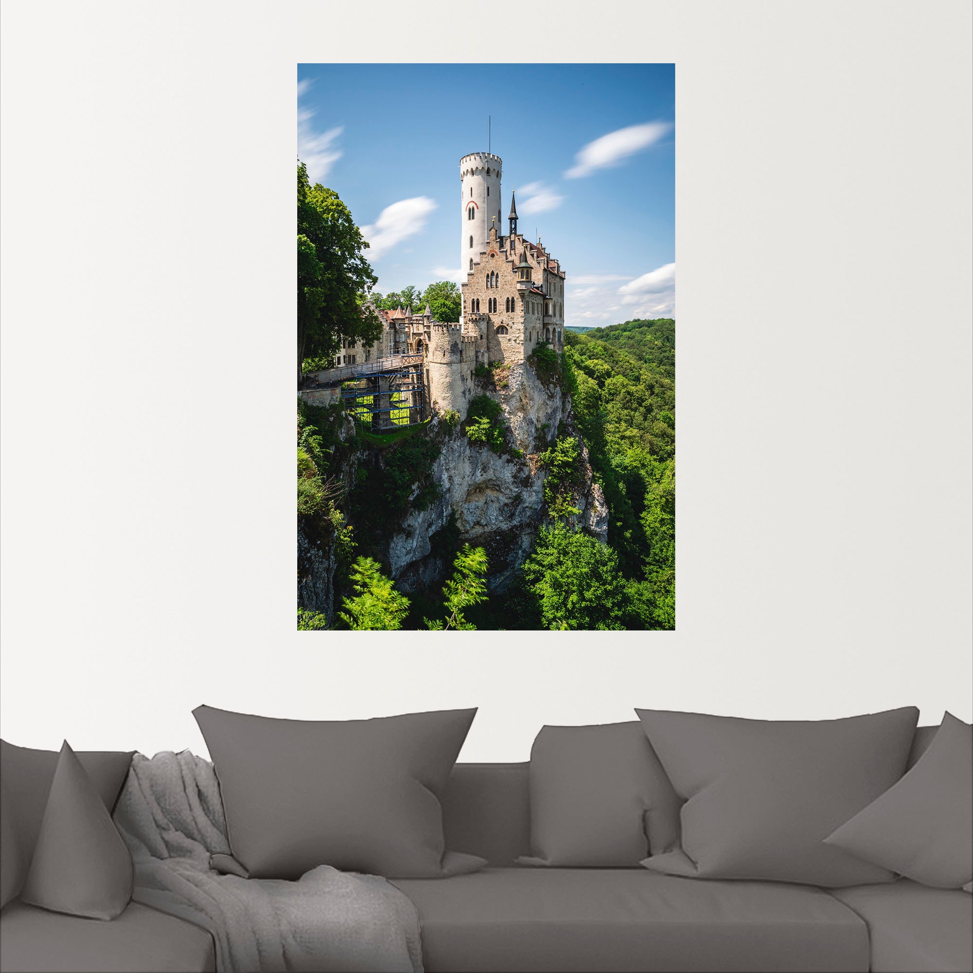 Artland Wandbild »Schloss Lichtenstein am sonnigen Tag«, Gebäude, (1 St.),  als Alubild, Leinwandbild, Wandaufkleber oder Poster in versch. Grössen  maintenant