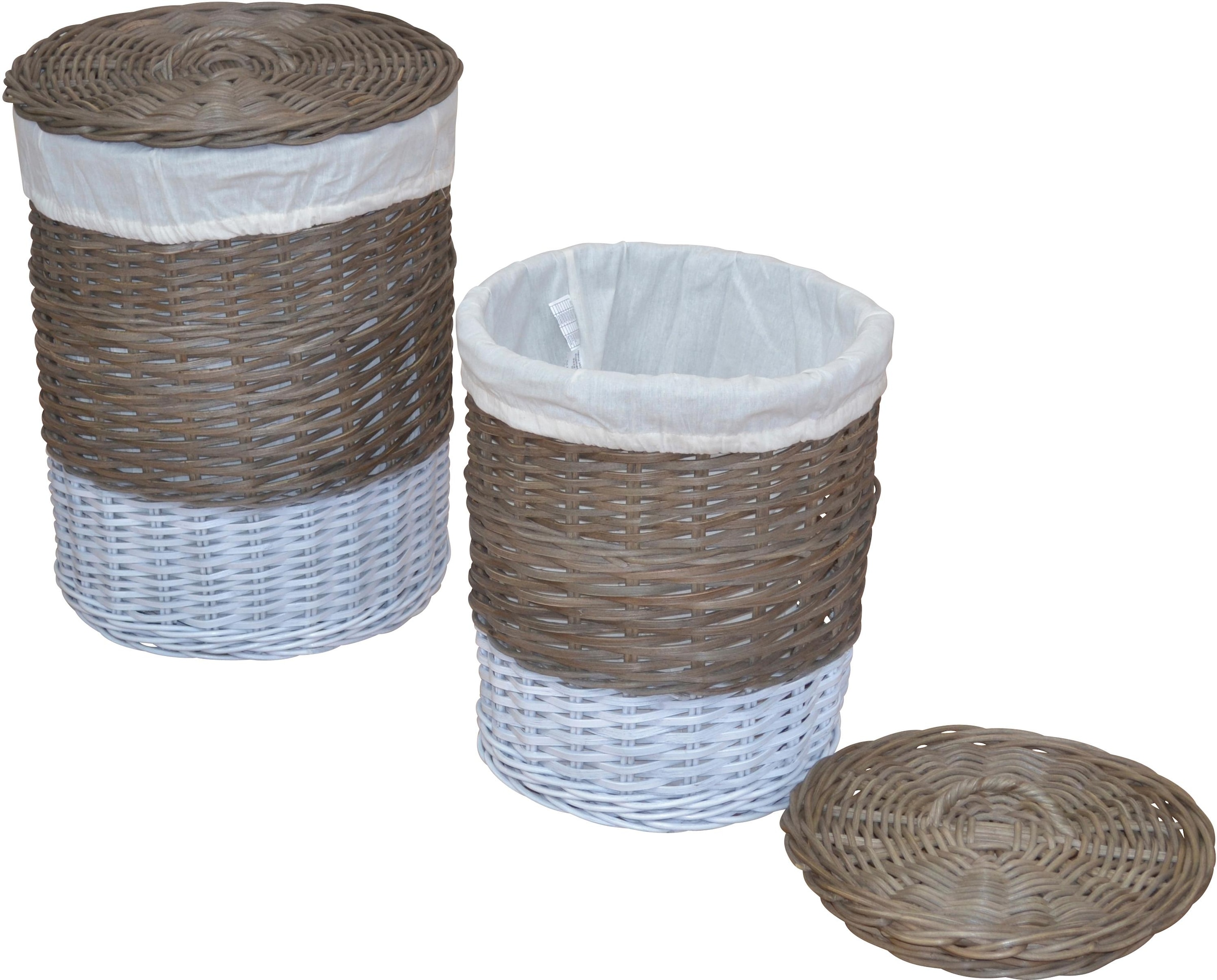 Home affaire Wäschekorb, (Set, 2 St.), aus Rattan, Höhe ca. 60 cm à prix  réduit!