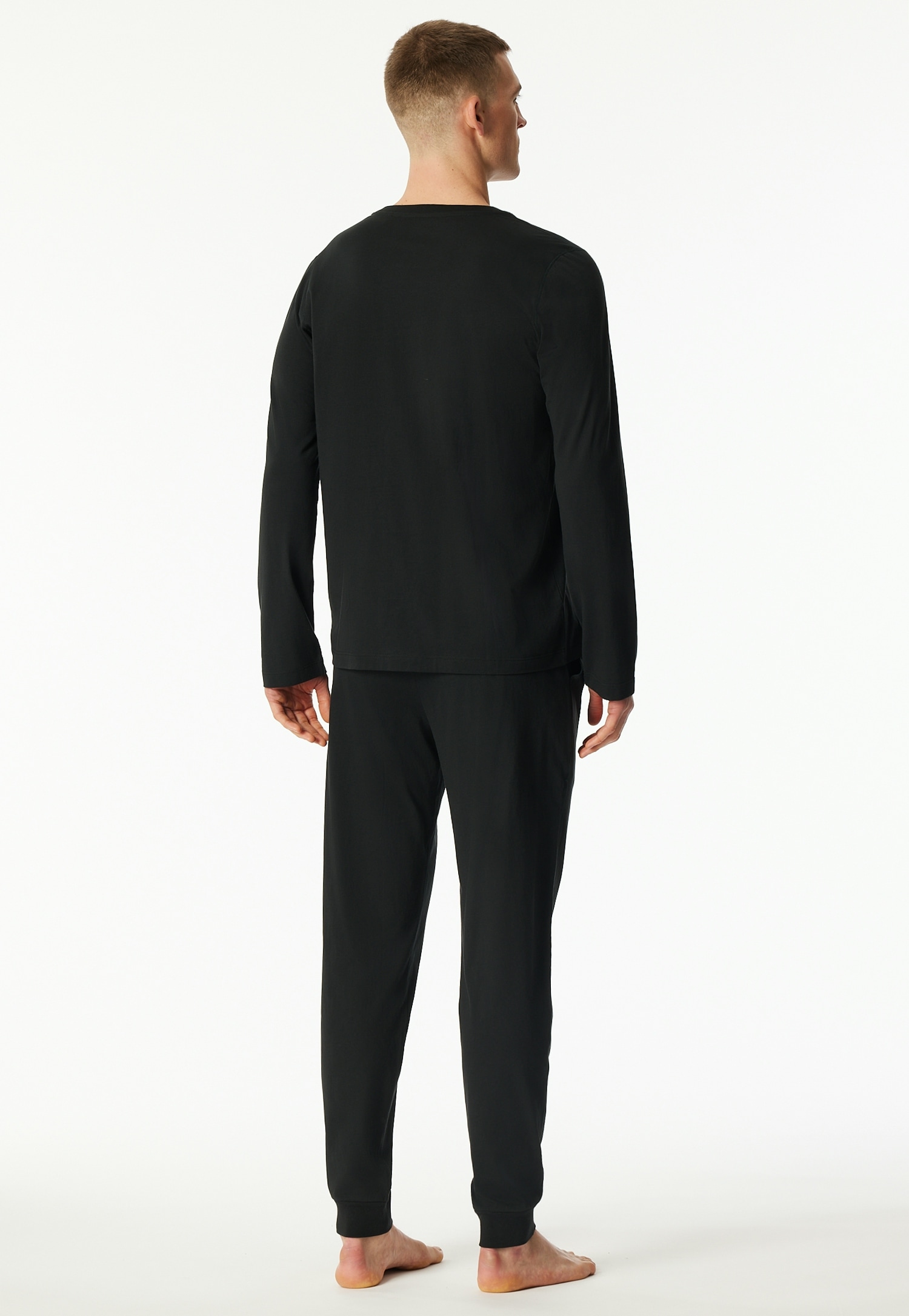 Schiesser Schlafanzug »Modern Nightwear« 2 Stk. tlg., seitliche Taschen, Brusttasche, Langarm, Baumwolle, Single Jersey