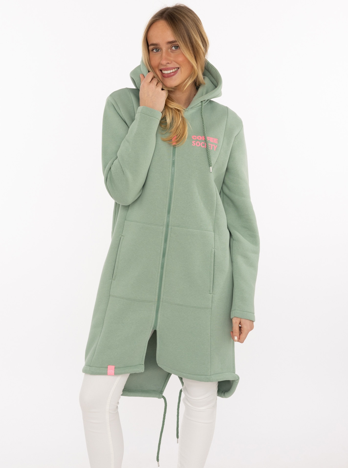 Zwillingsherz Manteau court »"Morning Coffee"« grosse Stickerei hinten, Taschen, Reissverschluss