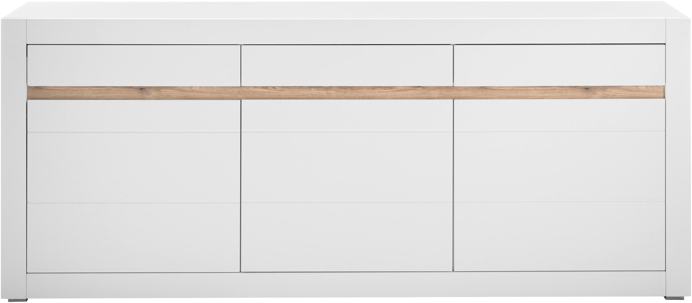 INOSIGN Sideboard »Chester, moderne Anrichte, Kommode mit Stauraum, Schrank, Weiss Matt«, (1 St.), austauschbare Blende in Griffleiste, zeitloses Design, 217 cm breit