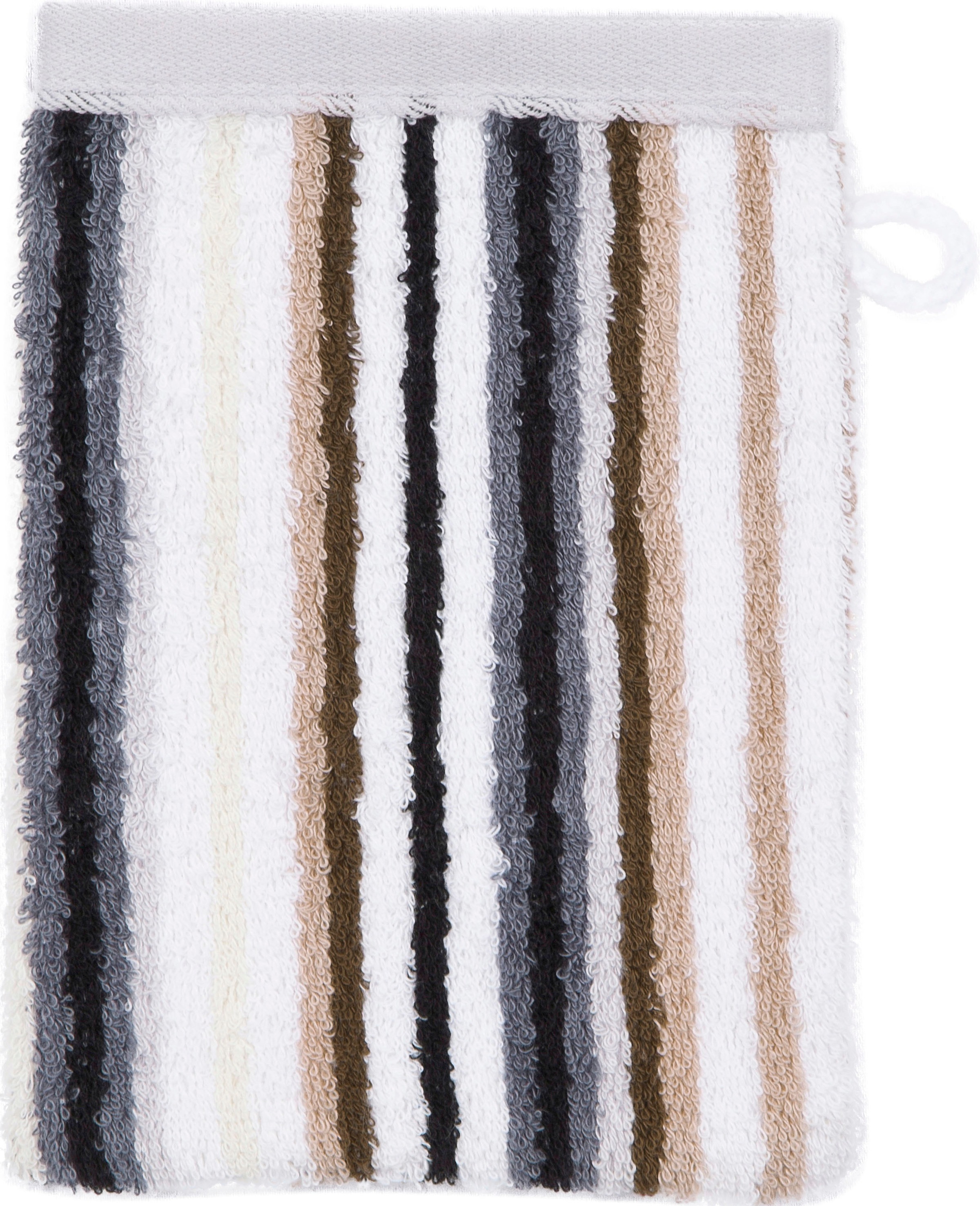 ROSS Waschhandschuh "Multicolor" mit Streifen und gesticktem ROSS-Emblem