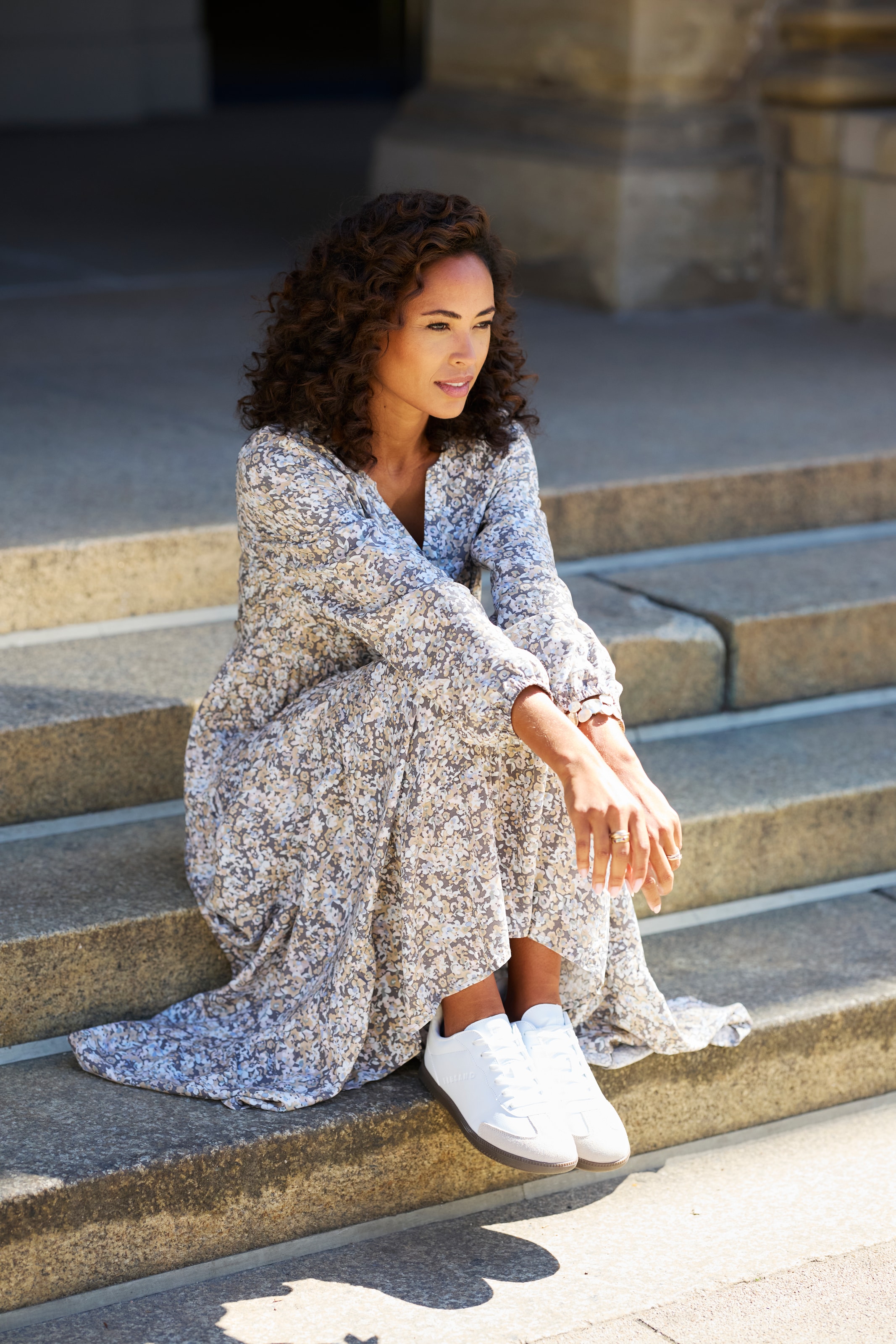 Vivance Maxi robe mit Alloverprint und Volants, langärmlig, Druckkleid, casual-chic